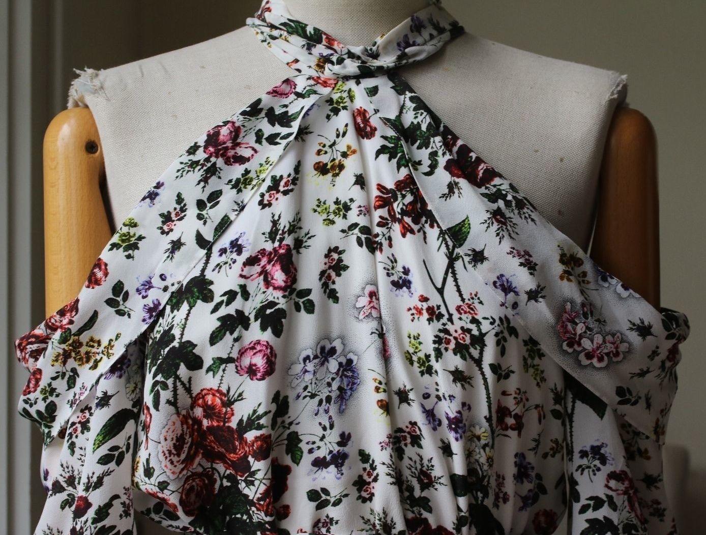 Beige Erdem Annaliese Cold-Shoulder Floral-Print Silk Crepe De Chine Dress