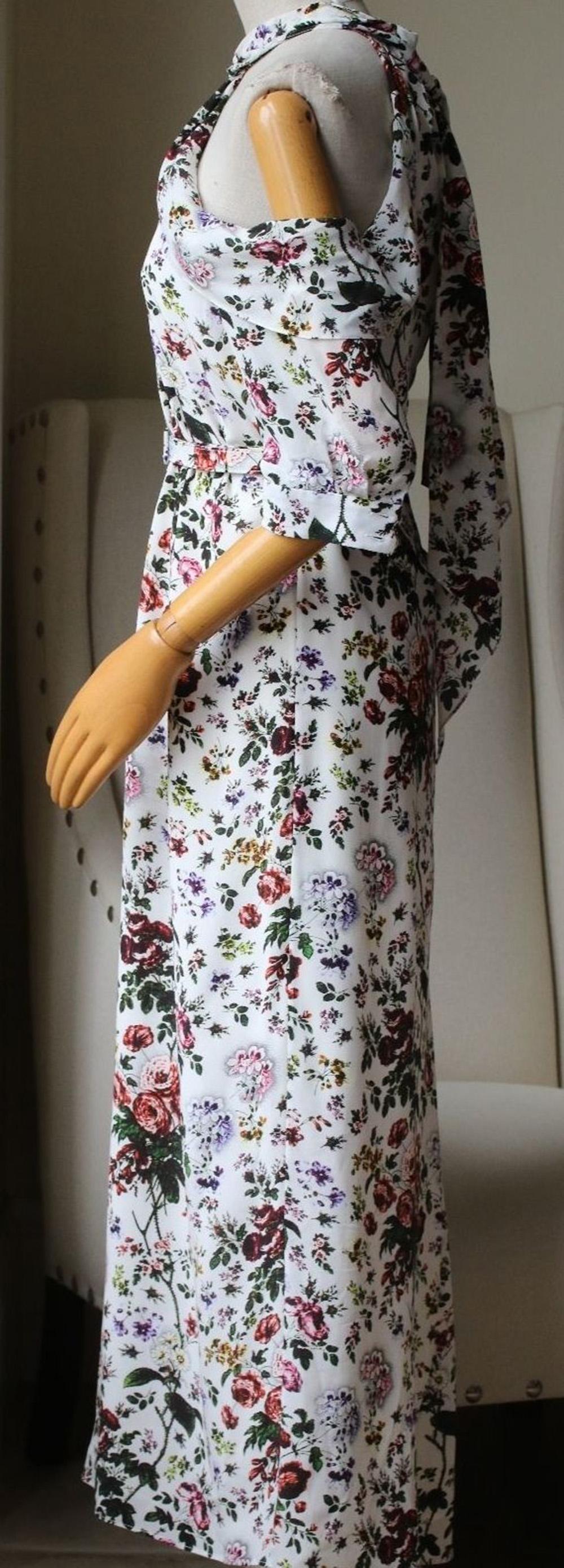 Erdem Annaliese Cold-Shoulder Floral-Print Silk Crepe De Chine Dress In Excellent Condition In London, GB