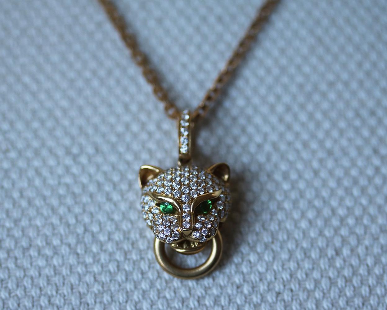 Modern and opulent, Anita Ko's signature Panther necklace makes a super-luxe addition to any fine jewelry collection and is sure to be the perfect gift idea for the girl who has everything. 18 karat gold diamond encrusted panther knocker pendant.