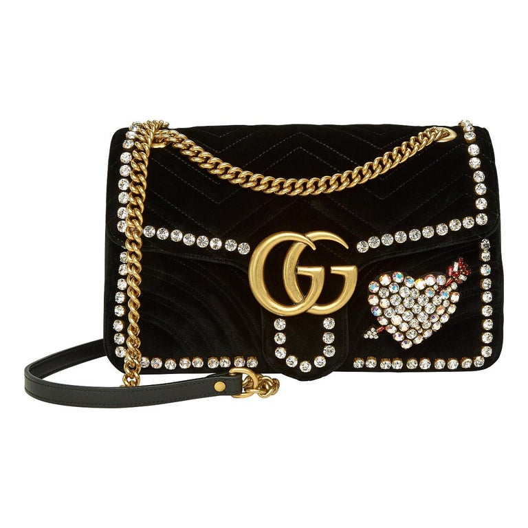 Gucci GG Marmont Crystal Embellished Velvet Bag at 1stDibs | gucci marmont  crystal