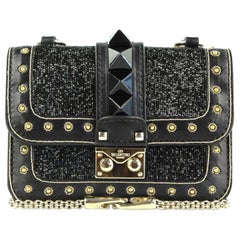 Valentino Rockstud Lock Mini Bead Embellished Leather Shoulder Bag