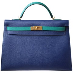 Hermès 40cm Special Edition Bi-colour Brushed Gold Hardware Kelly Bag