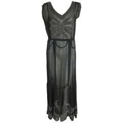 1930s Starlet Heavily Beaded & Rhinestone Encrusted Formal Gala Dress-LARGE!