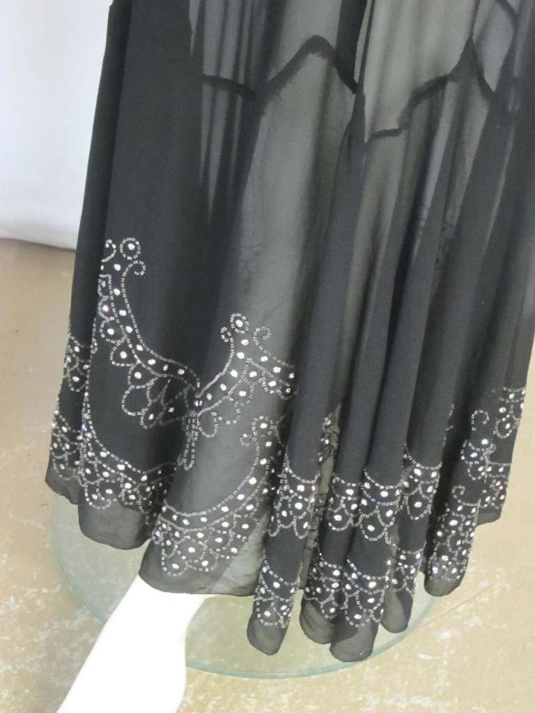 Women's 1930s Starlet Heavily Beaded & Rhinestone Encrusted Formal Gala Dress-LARGE! For Sale