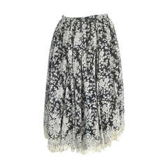 1955 Bergdorf Goodman On the Plaza Black & White Chantilly Lace Skirt