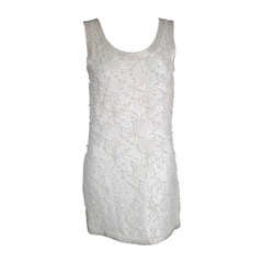 1990s Blush White Lace Beaded & Pearls Mini Dress w Matching Jacket-Wedding!