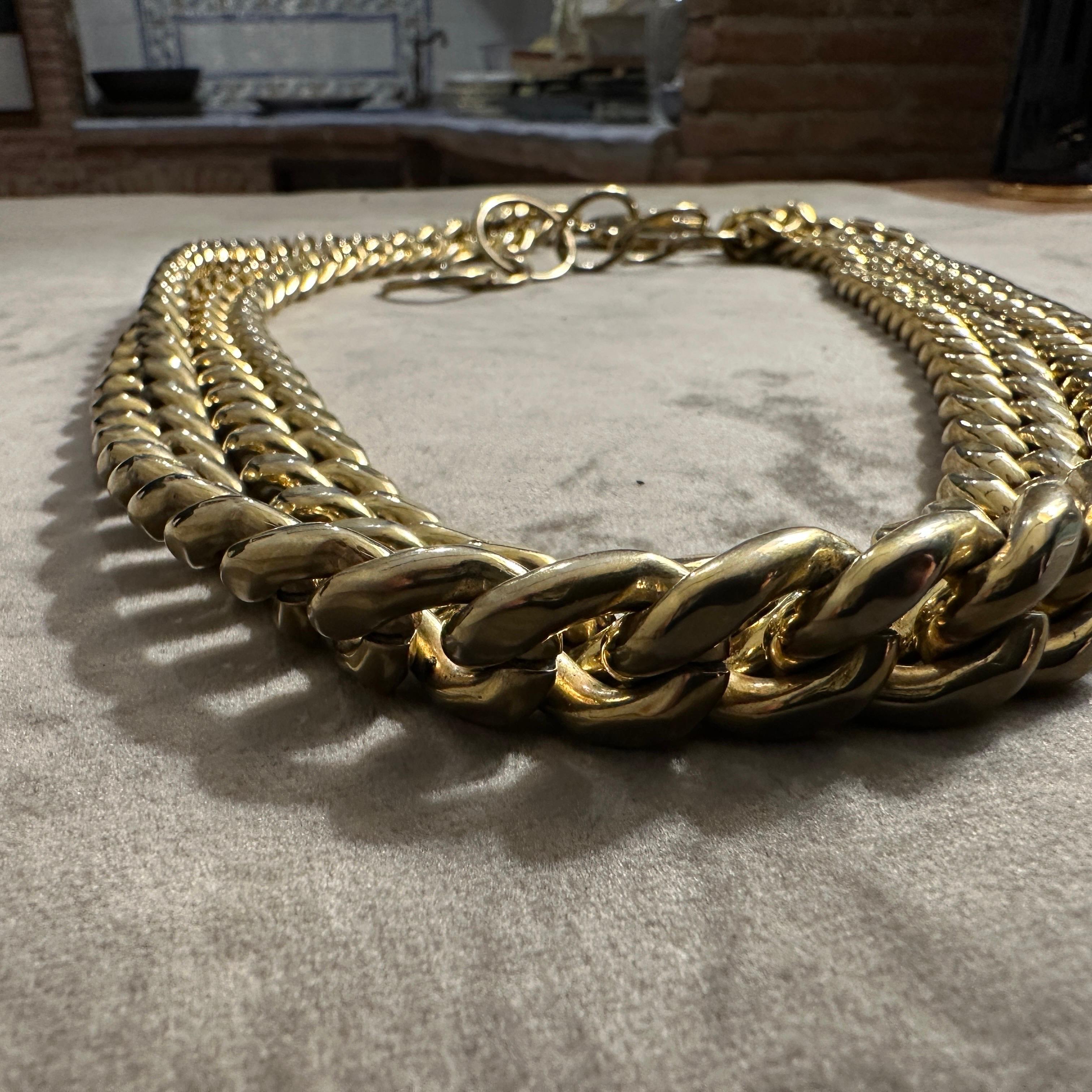 da uomo o donna Una splendida collana a catena o cintura in ottone degli anni '80 di Genny in vendita