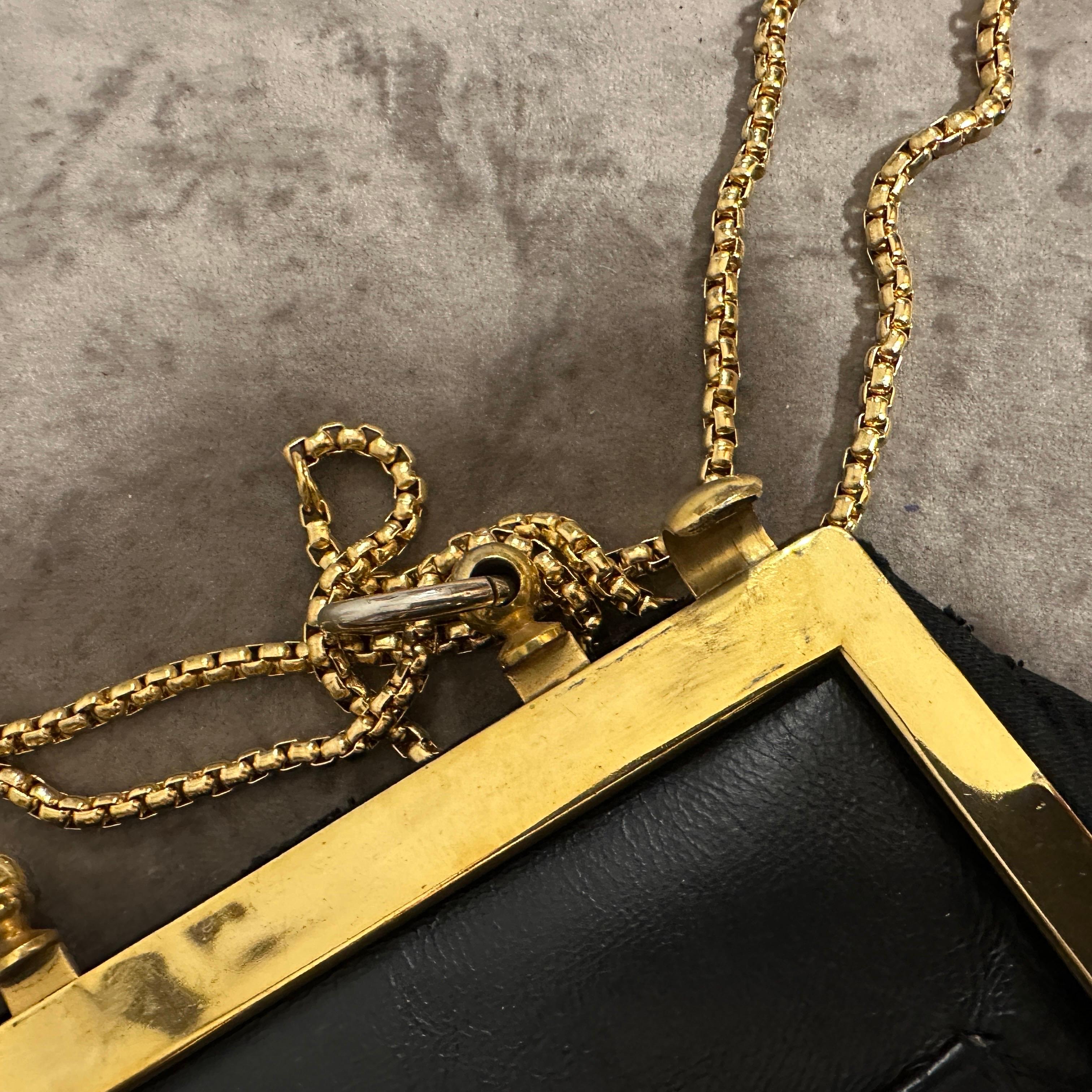 Borsa a mano di lusso degli anni '80 in Fabrice nera e ottone di Roberta Di Camerino in vendita 5