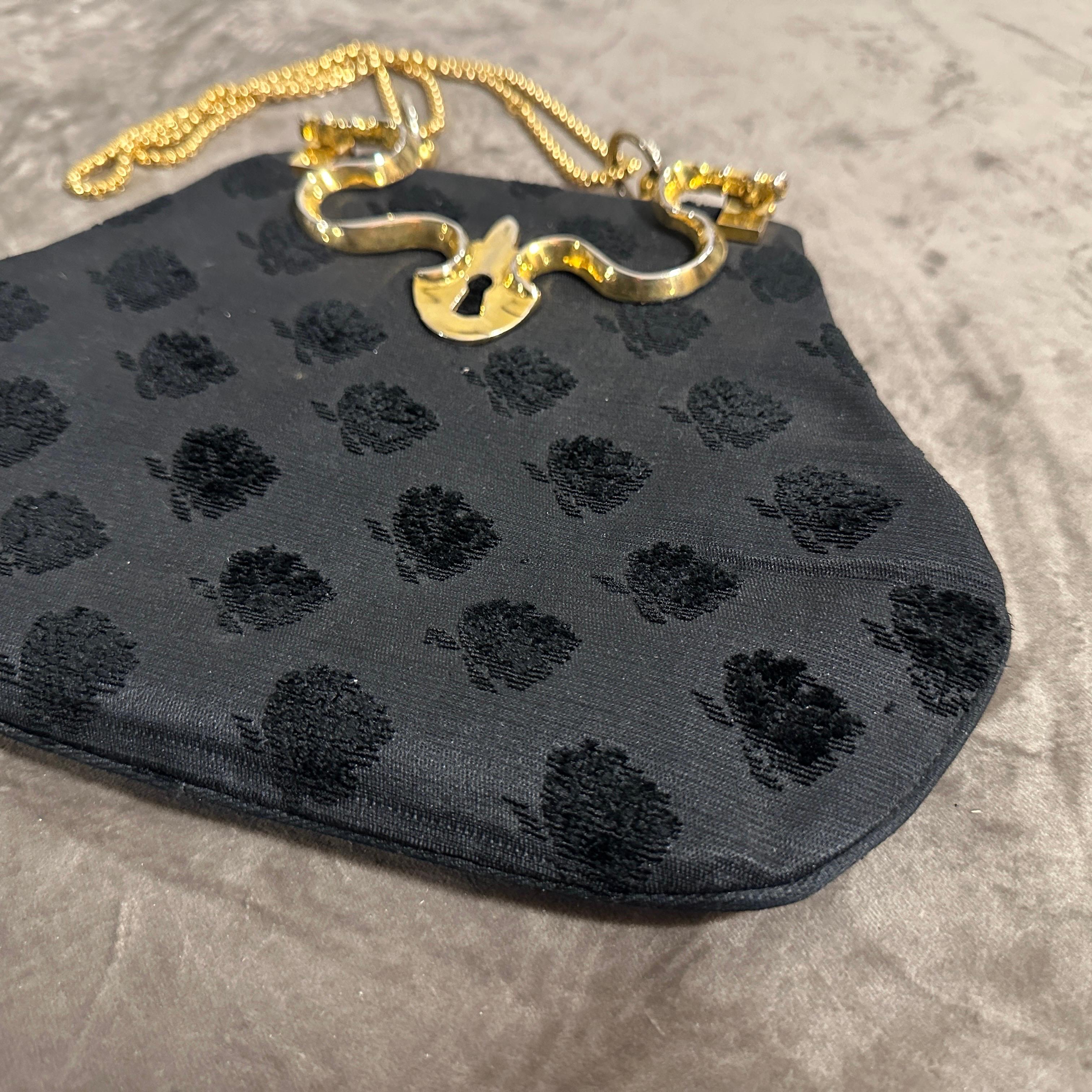 Borsa a mano di lusso degli anni '80 in Fabrice nera e ottone di Roberta Di Camerino in vendita 10