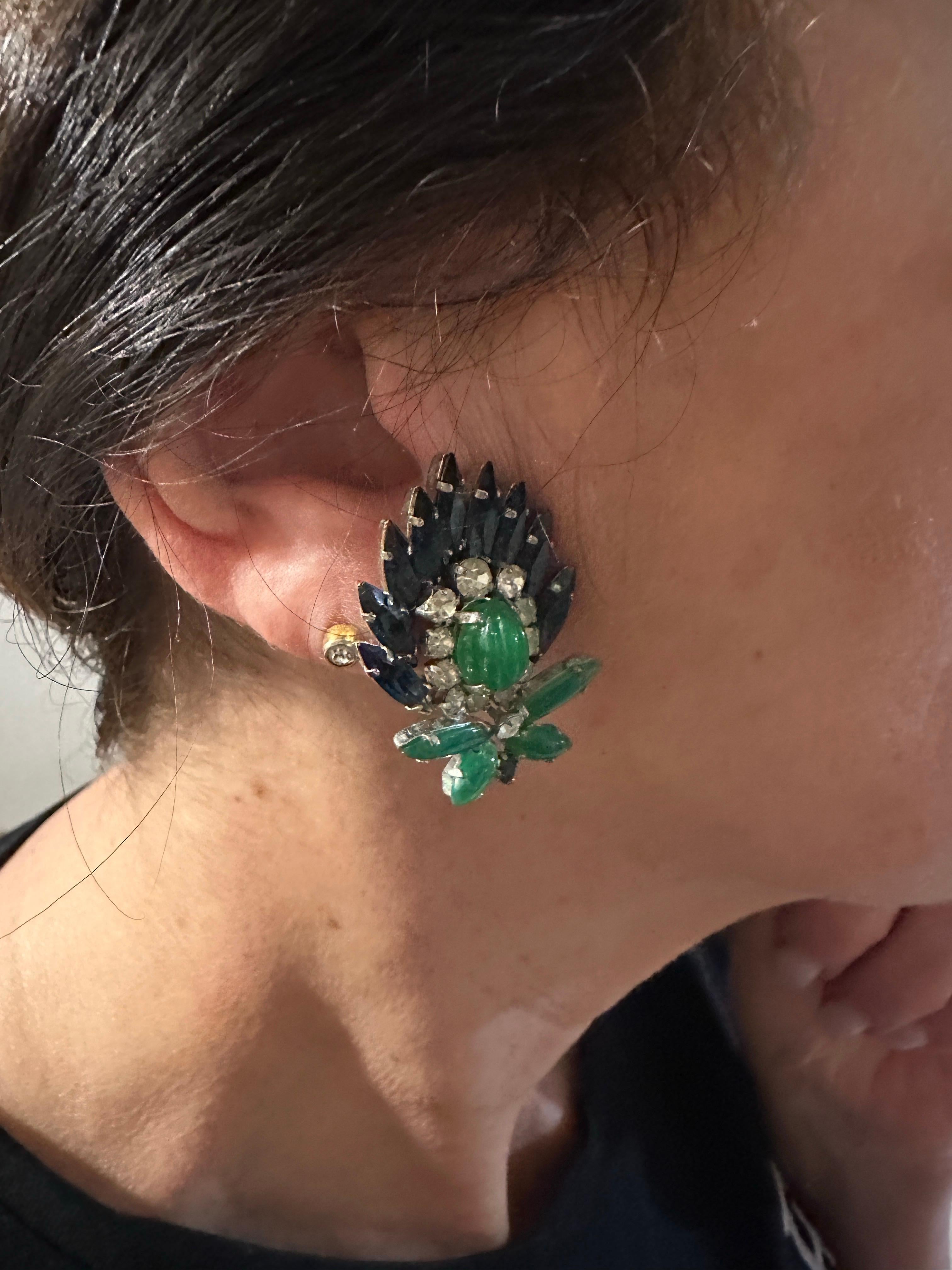 1960s Costume Jewelry Clip-on Earrings by Christian Dior For Sale 9