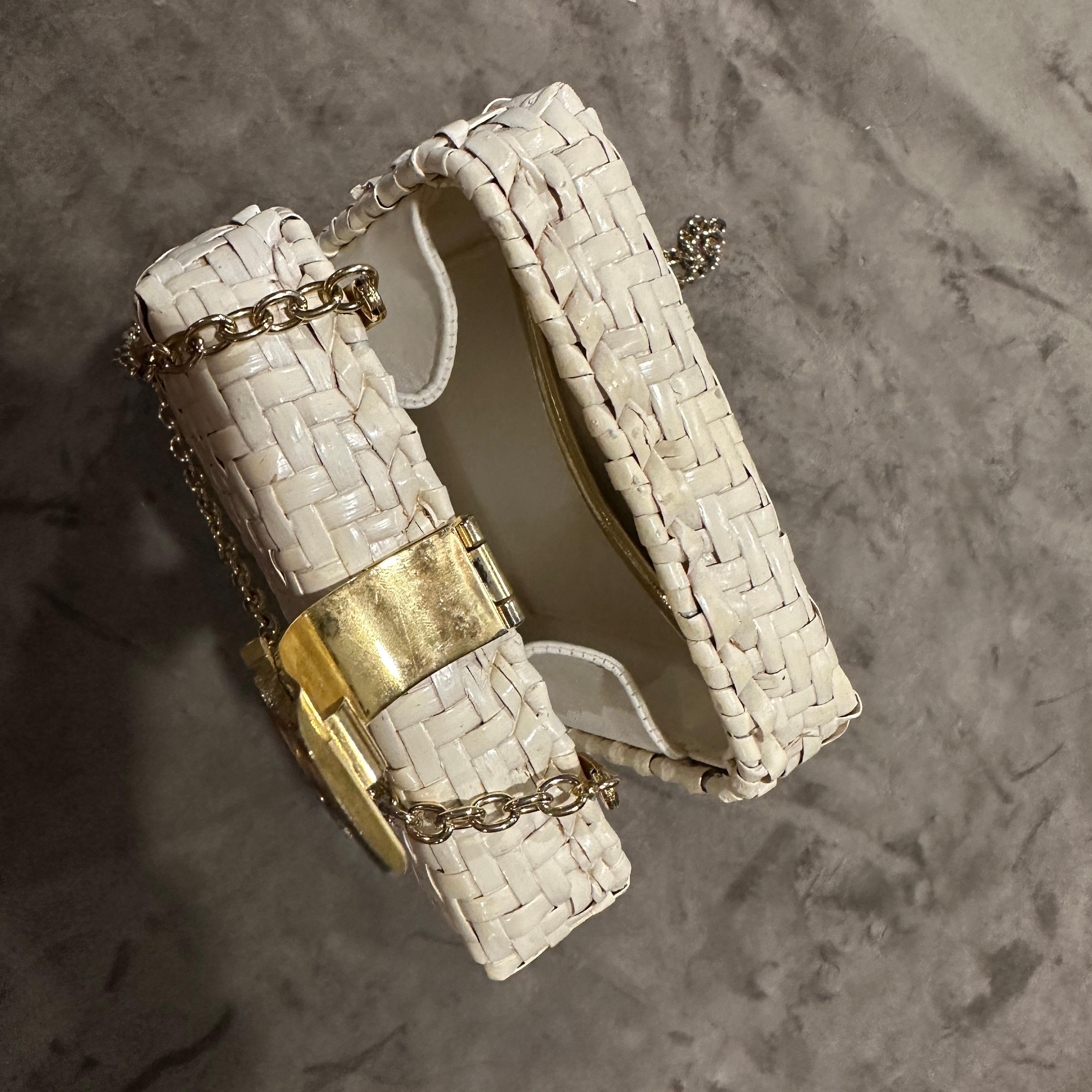 Un'elegante borsa da sera italiana quadrata in vimini e ottone degli anni '60 in vendita 9