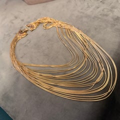 2010s High Quality Costume Jewelry Gilt Metal Italian Multi-Strand Necklace