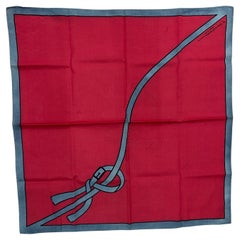 1980s Iconic Italian Red and Gray Silk Scarf by Roberta di Camerino