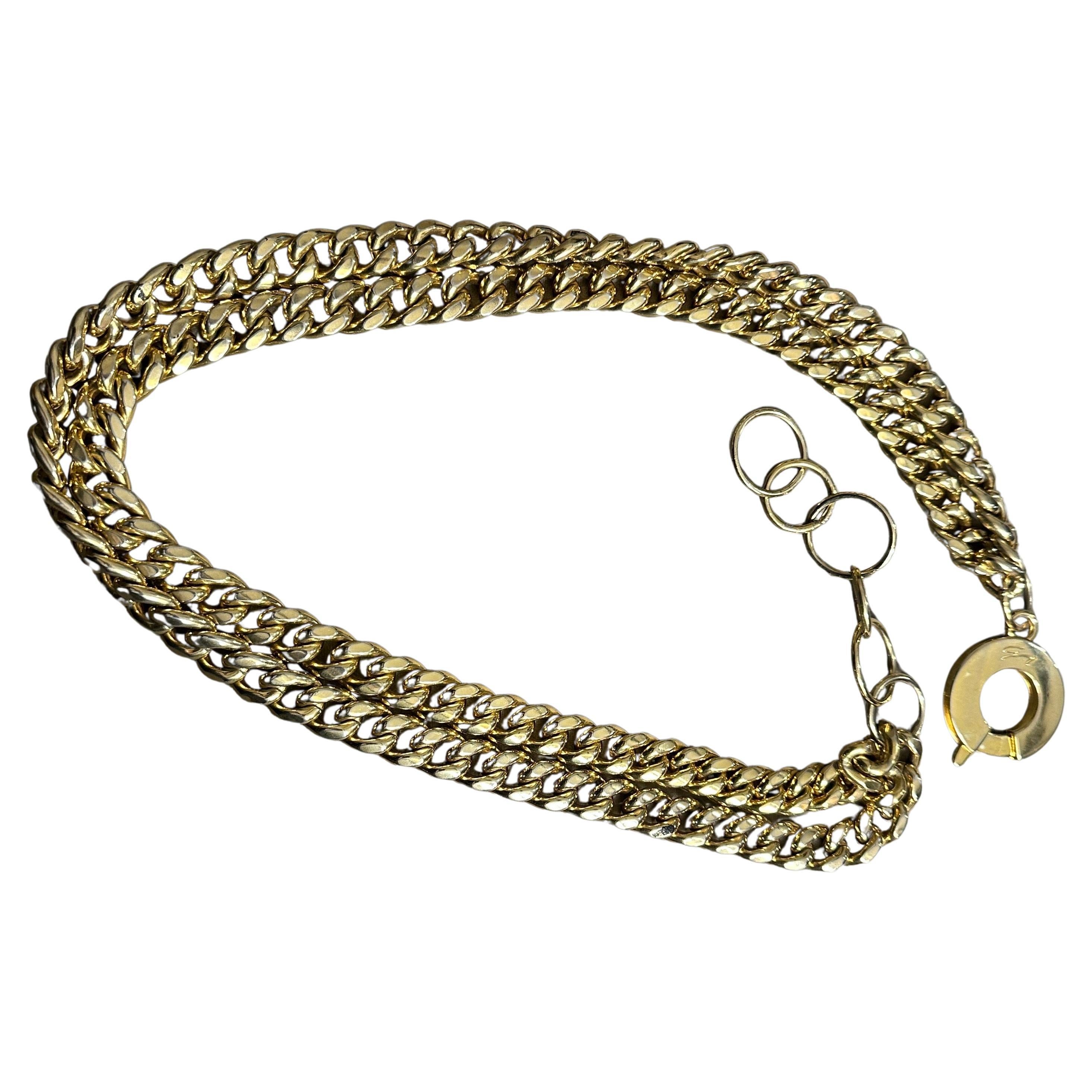 Una splendida collana a catena o cintura in ottone degli anni '80 di Genny