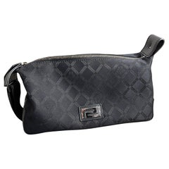 Vintage 1990s Black Fabric and Leather Hand-Bag by Gianni Versace