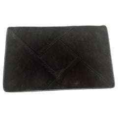 Vintage 1980s Italian Black Cut Velvet Leather Women's Clutch Bag