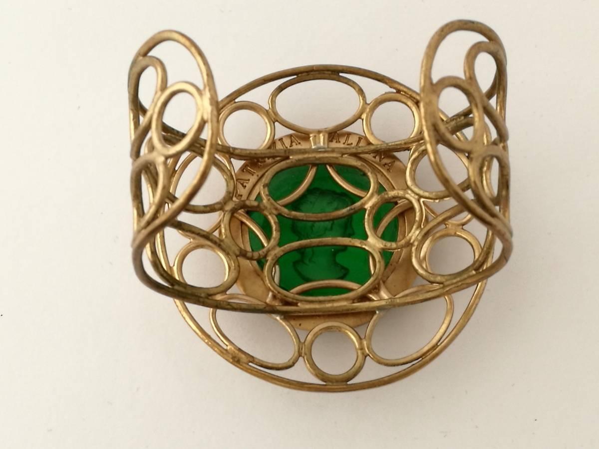 Bronze bracelet with Green Murano Glass insert 4