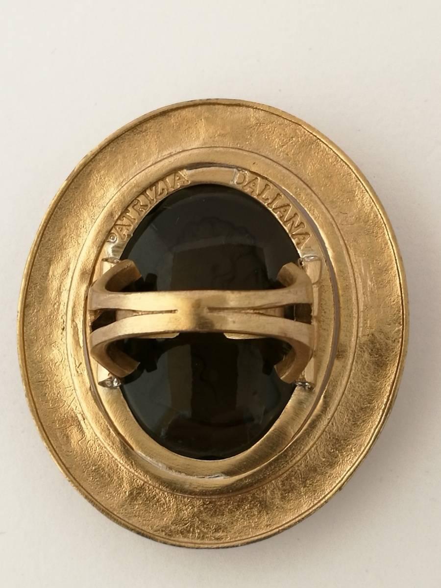 Bronze Ring with Black Murano Glass piece 1