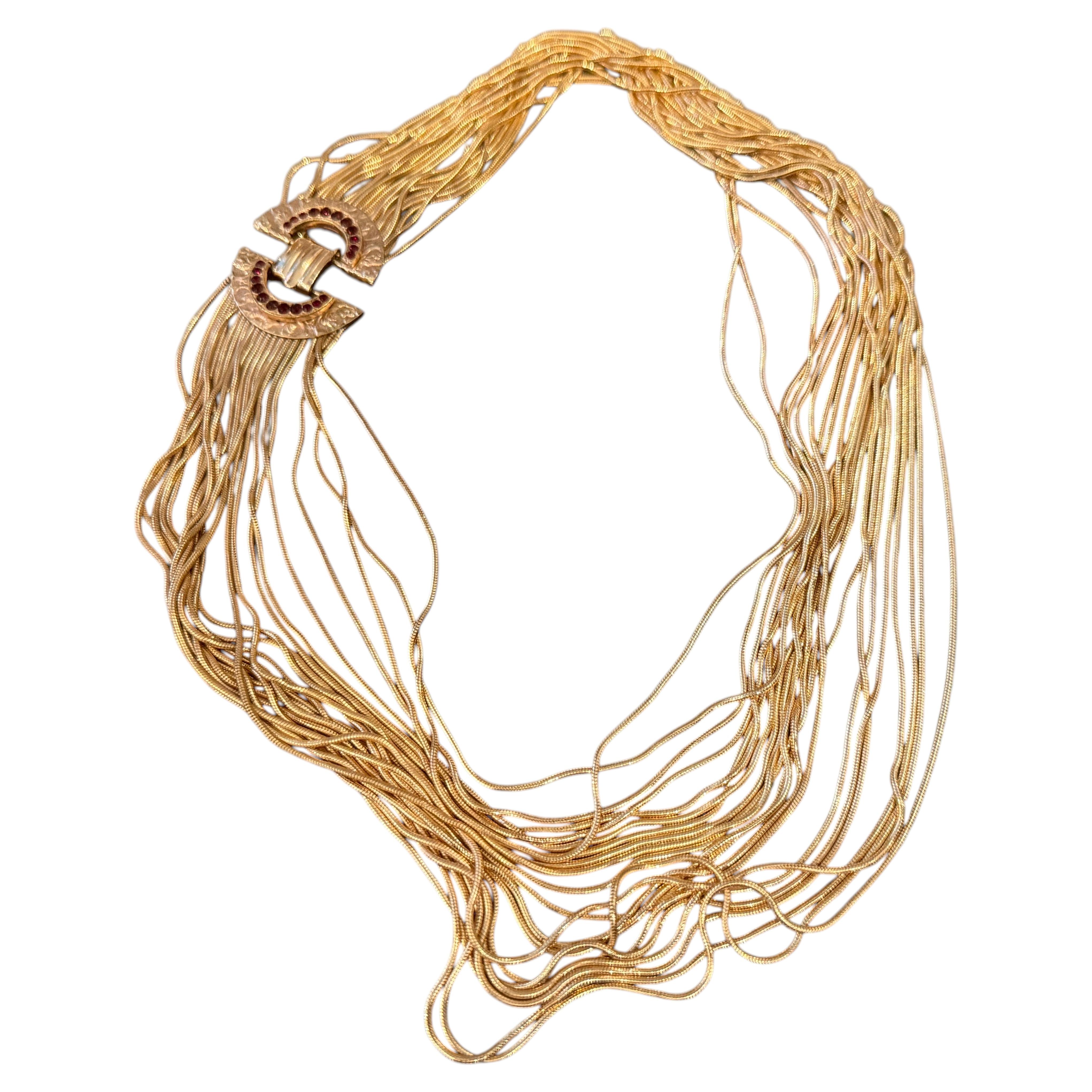 2010s High Quality Costume Jewelry Gilt Metal Italian Multi-Strand Necklace
