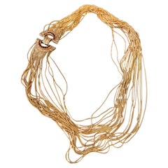 2010s High Quality Costume Jewelry Gilt Metal Italian Multi-Strand Necklace