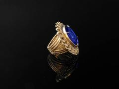 bronze and blue engraved Murano glass ring by Patrizia Daliana