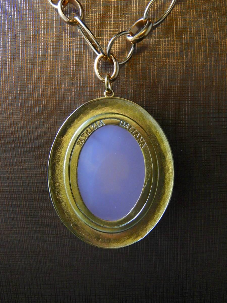 Women's bronze and pink cabochon pendant by Patrizia Daliana