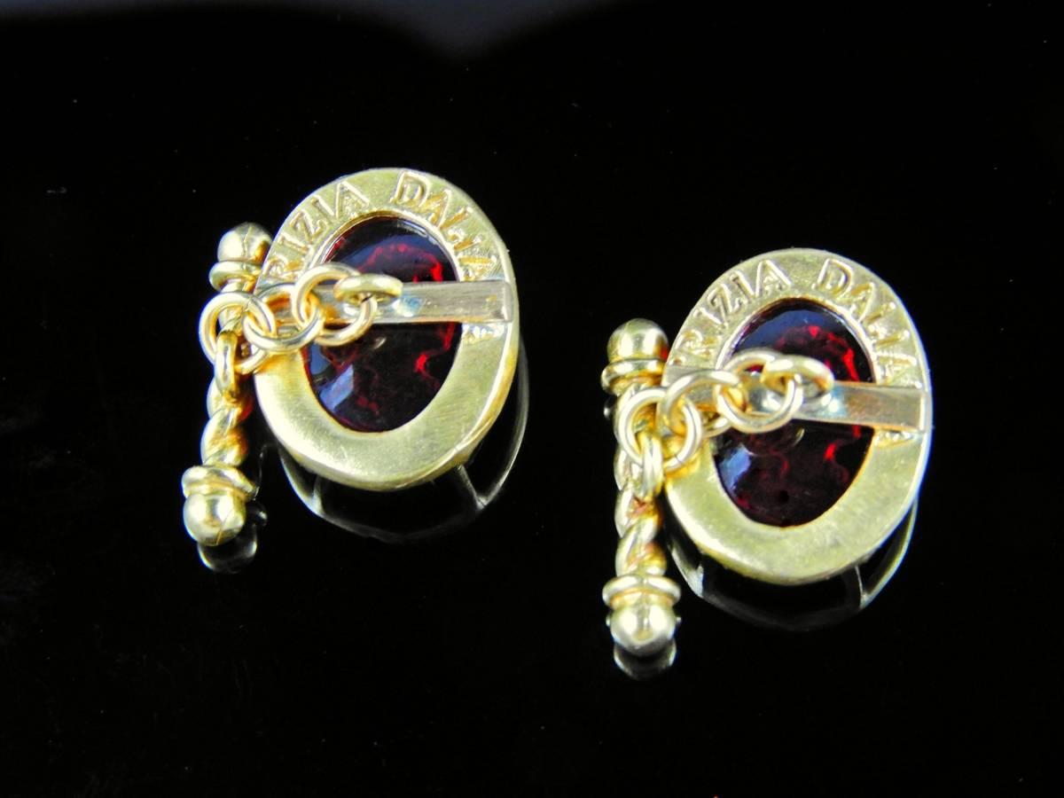 Classical Roman Bronze and engraved red Murano glass cufflinks