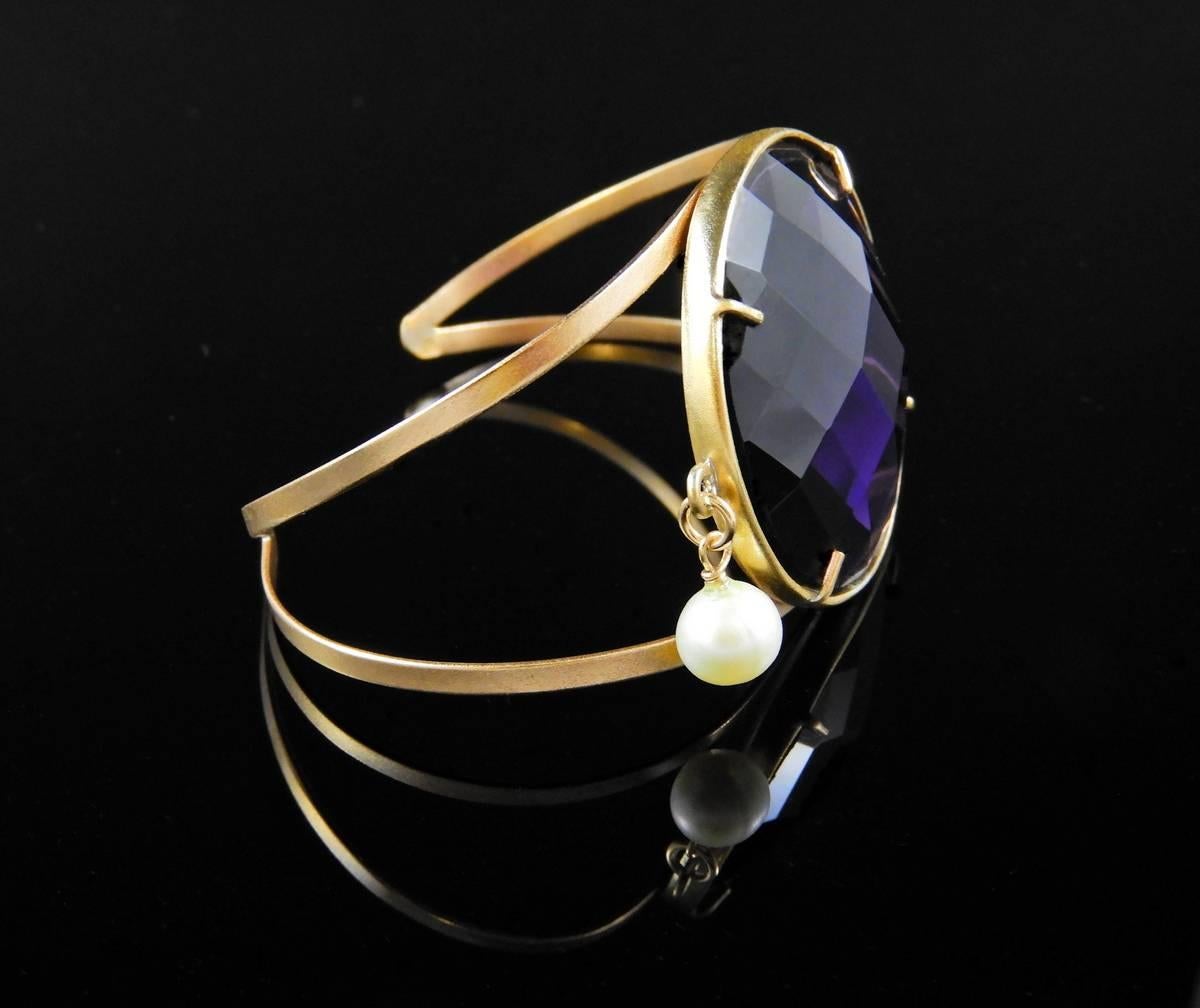 Modern Purple faceted Murano glass and bronze bracelet by Patrizia Daliana