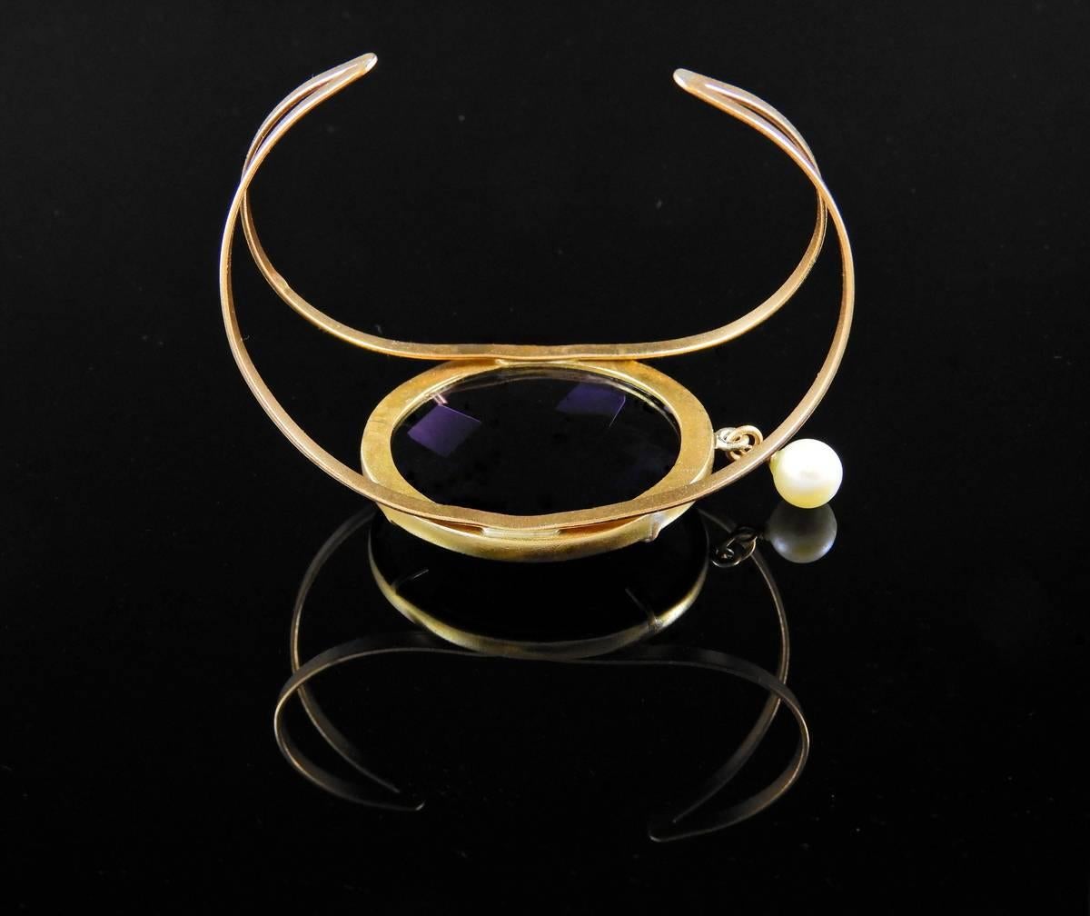 Purple faceted Murano glass and bronze bracelet by Patrizia Daliana 1