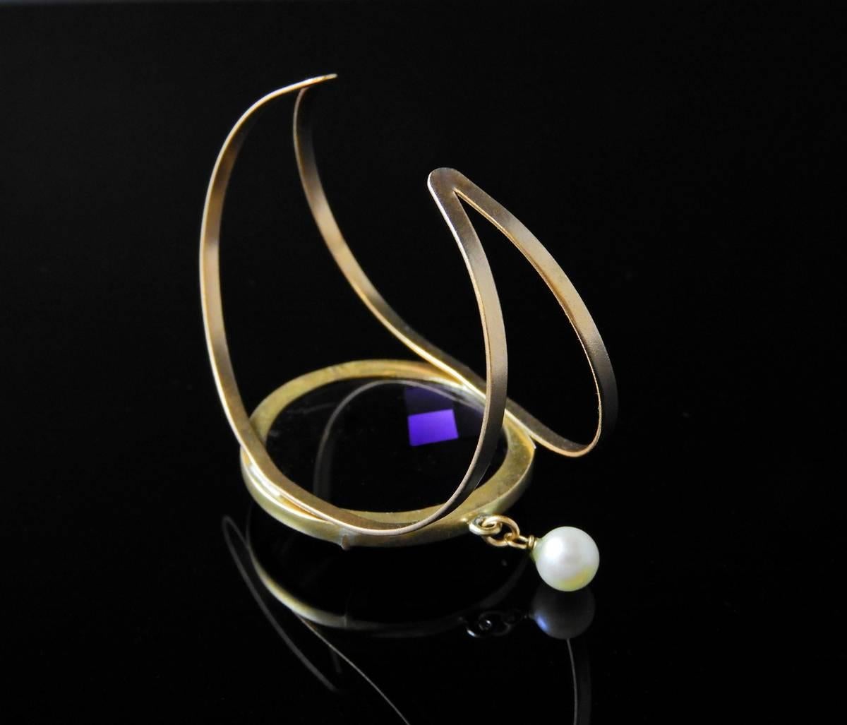 Purple faceted Murano glass and bronze bracelet by Patrizia Daliana 2