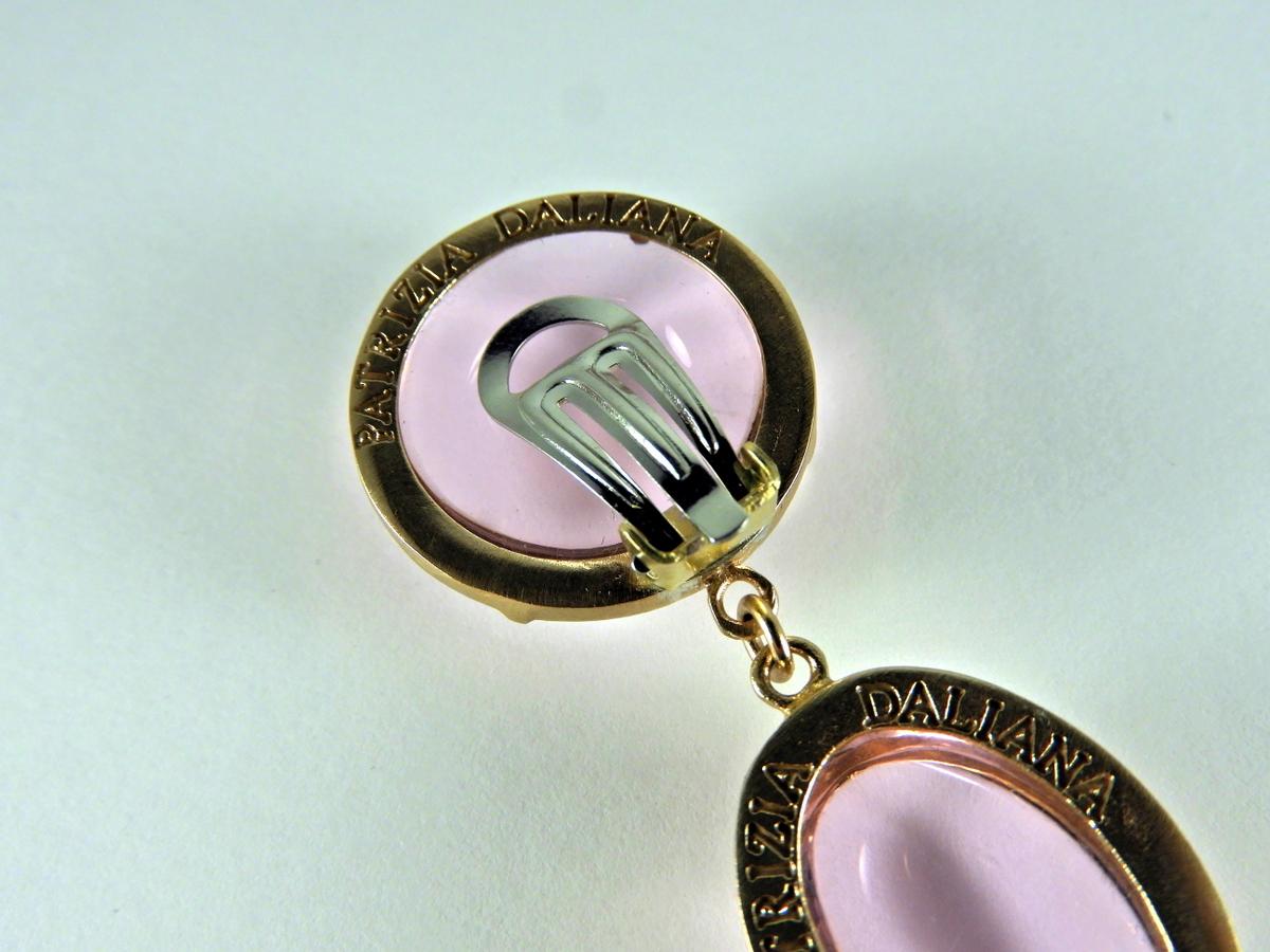 Bronze Earrings with Pink Murano glass cabochon and freshwater pearl. In New Condition In Aci Castello, IT