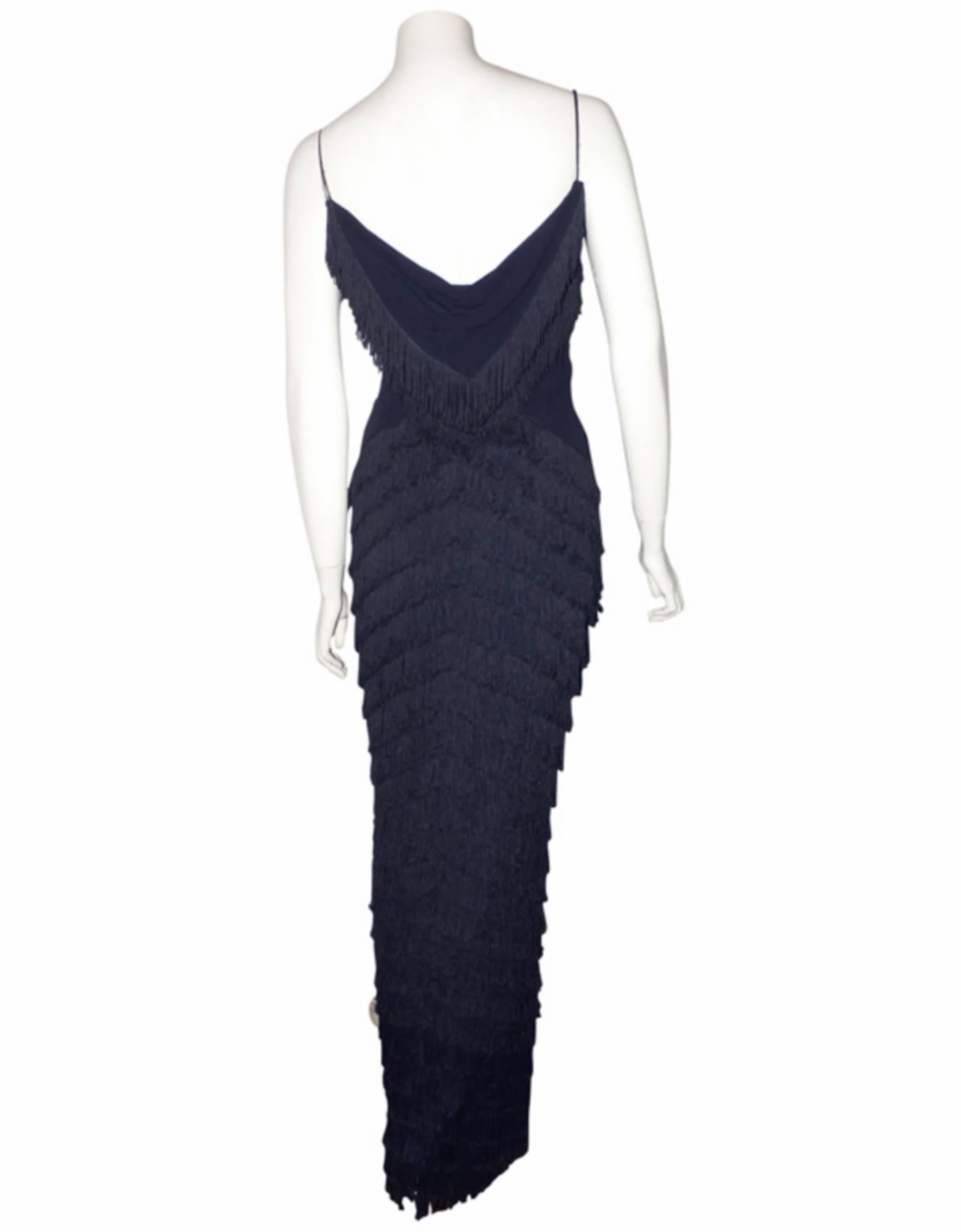 RARE Dior Boutique Long Dress Fringes Black S size or 38 / EXCELLENTE CONDITION  4