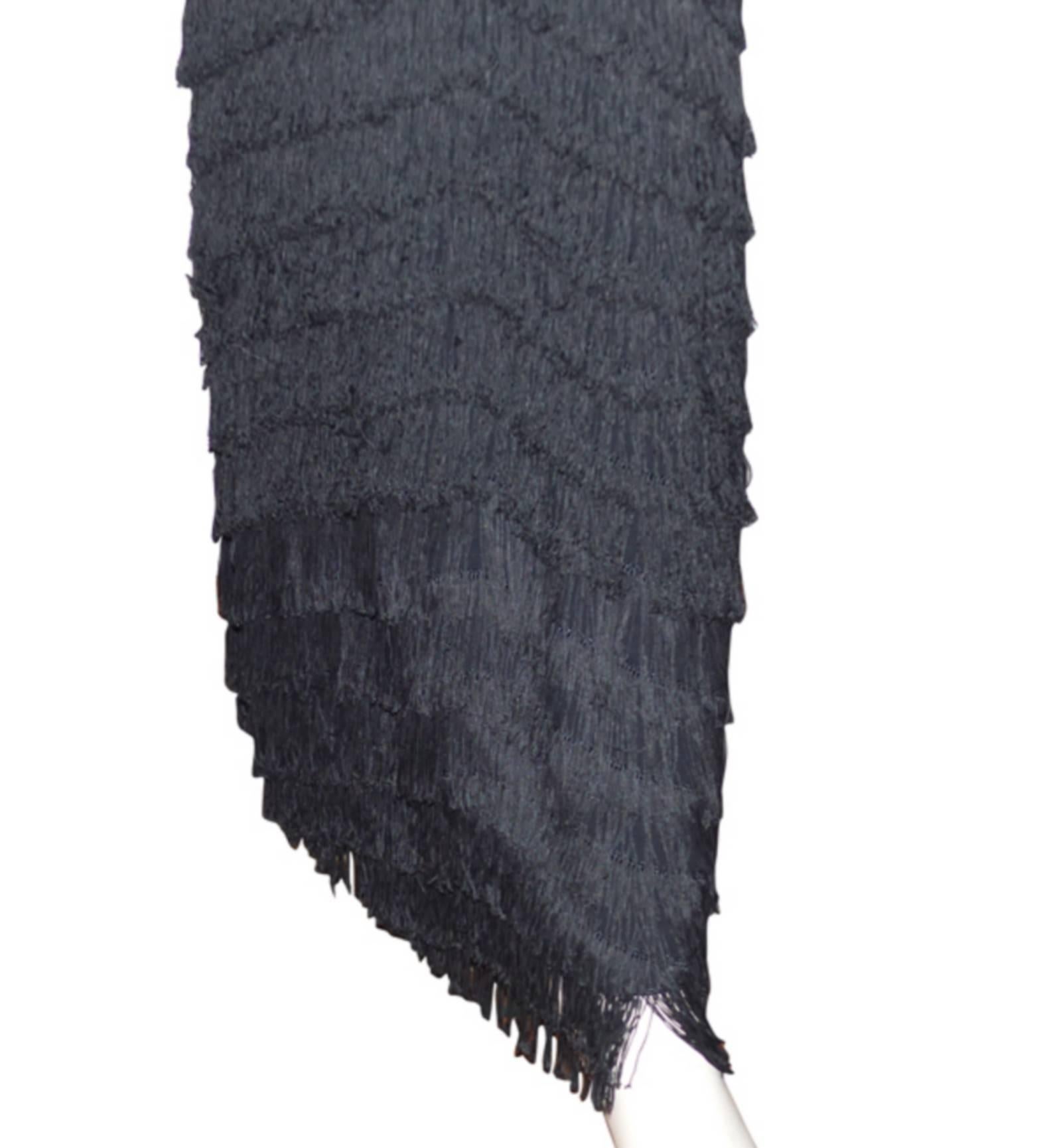 RARE Dior Boutique Long Dress Fringes Black S size or 38 / EXCELLENTE CONDITION  2
