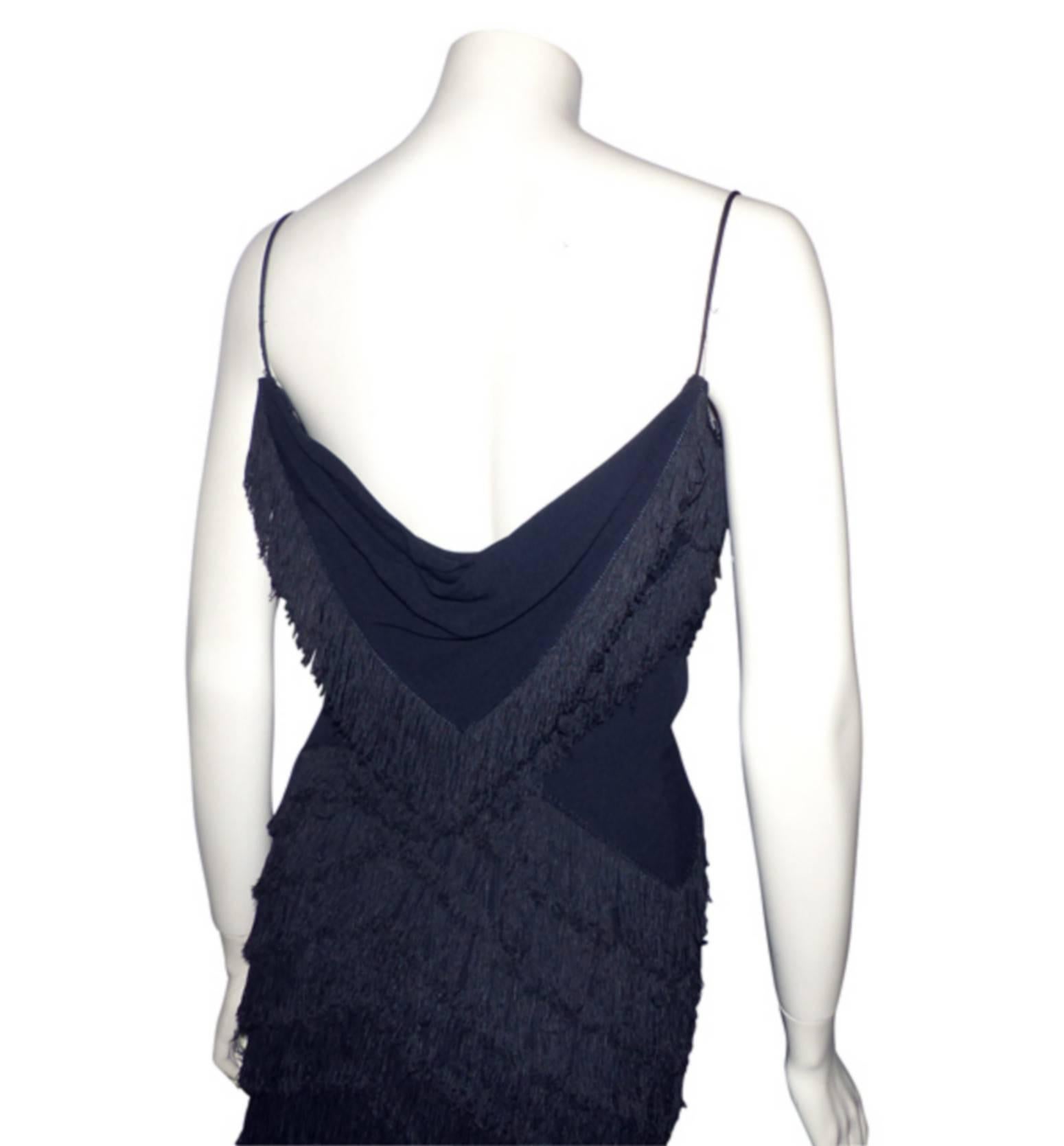 RARE Dior Boutique Long Dress Fringes Black S size or 38 / EXCELLENTE CONDITION  5