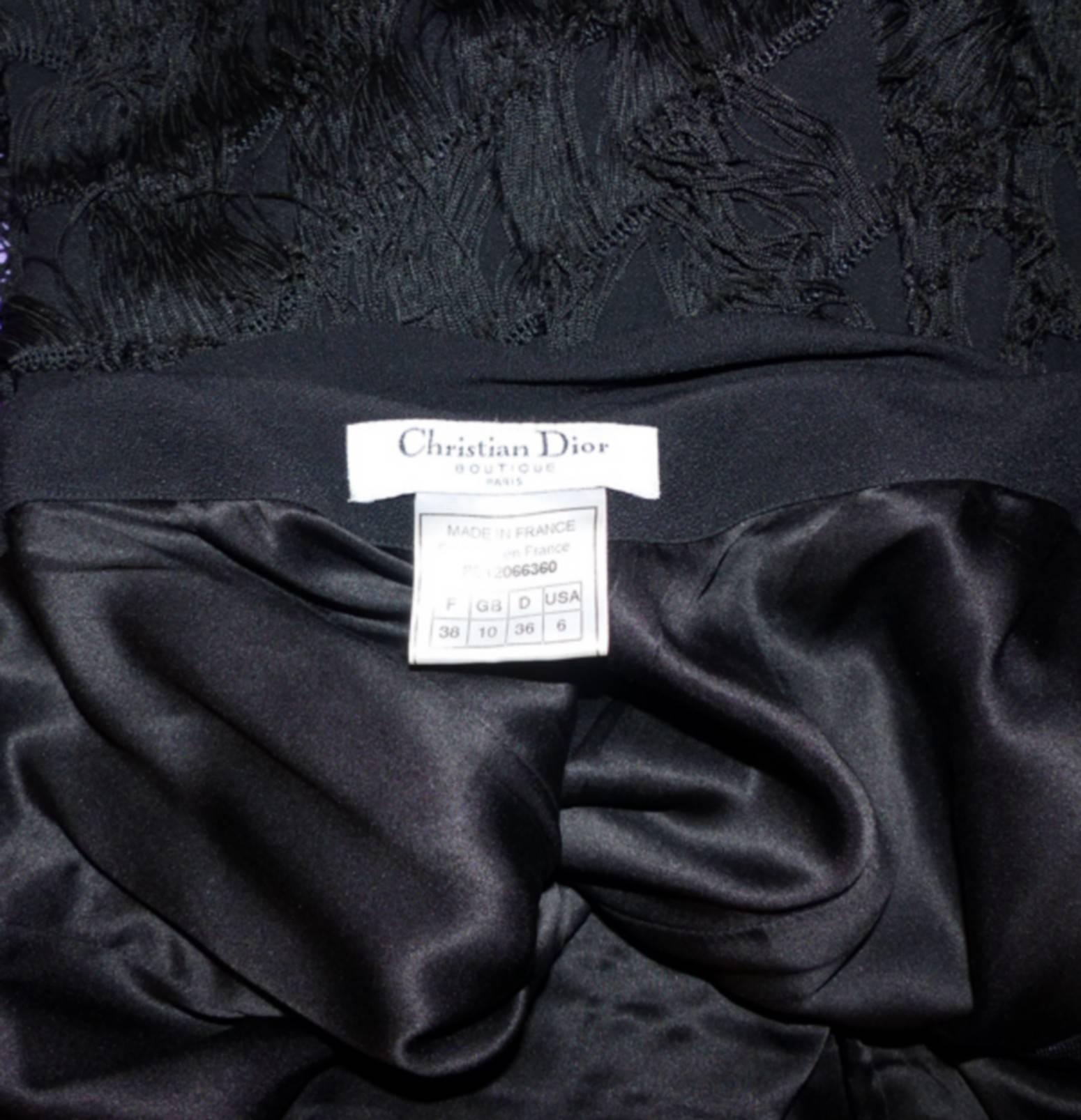 RARE Dior Boutique Long Dress Fringes Black S size or 38 / EXCELLENTE CONDITION  6