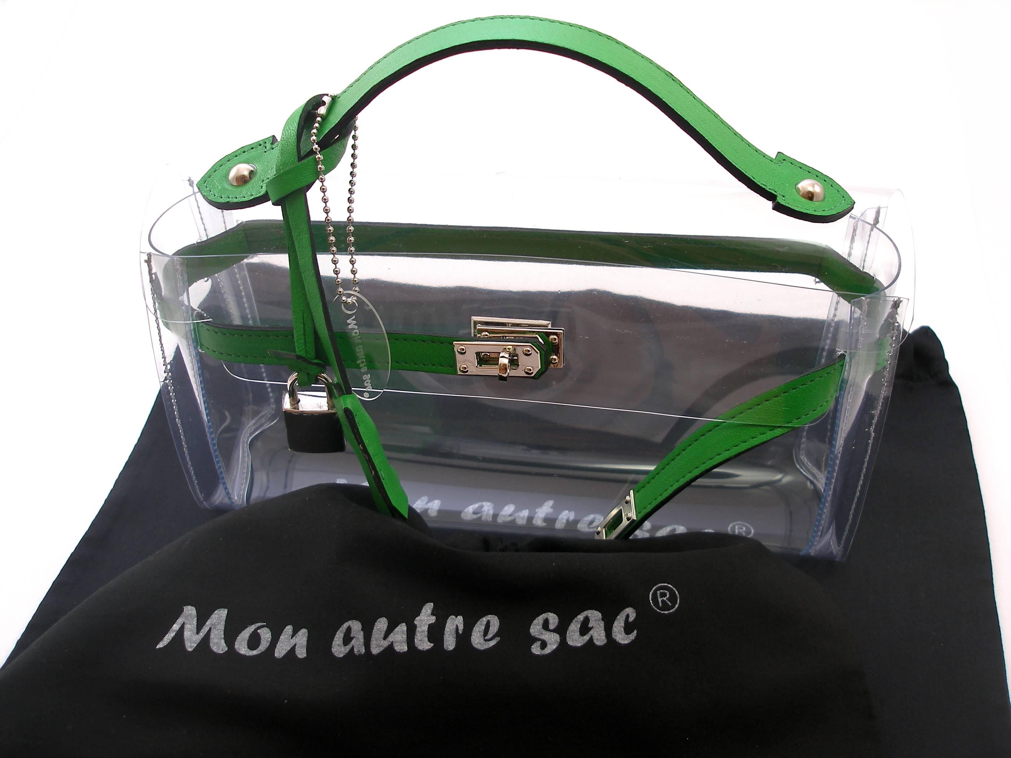 ORIGINAL Mon Autre Sac ® Clutch Crystal Pvc and Green leather / Brand New  In New Condition In VERGT, FR