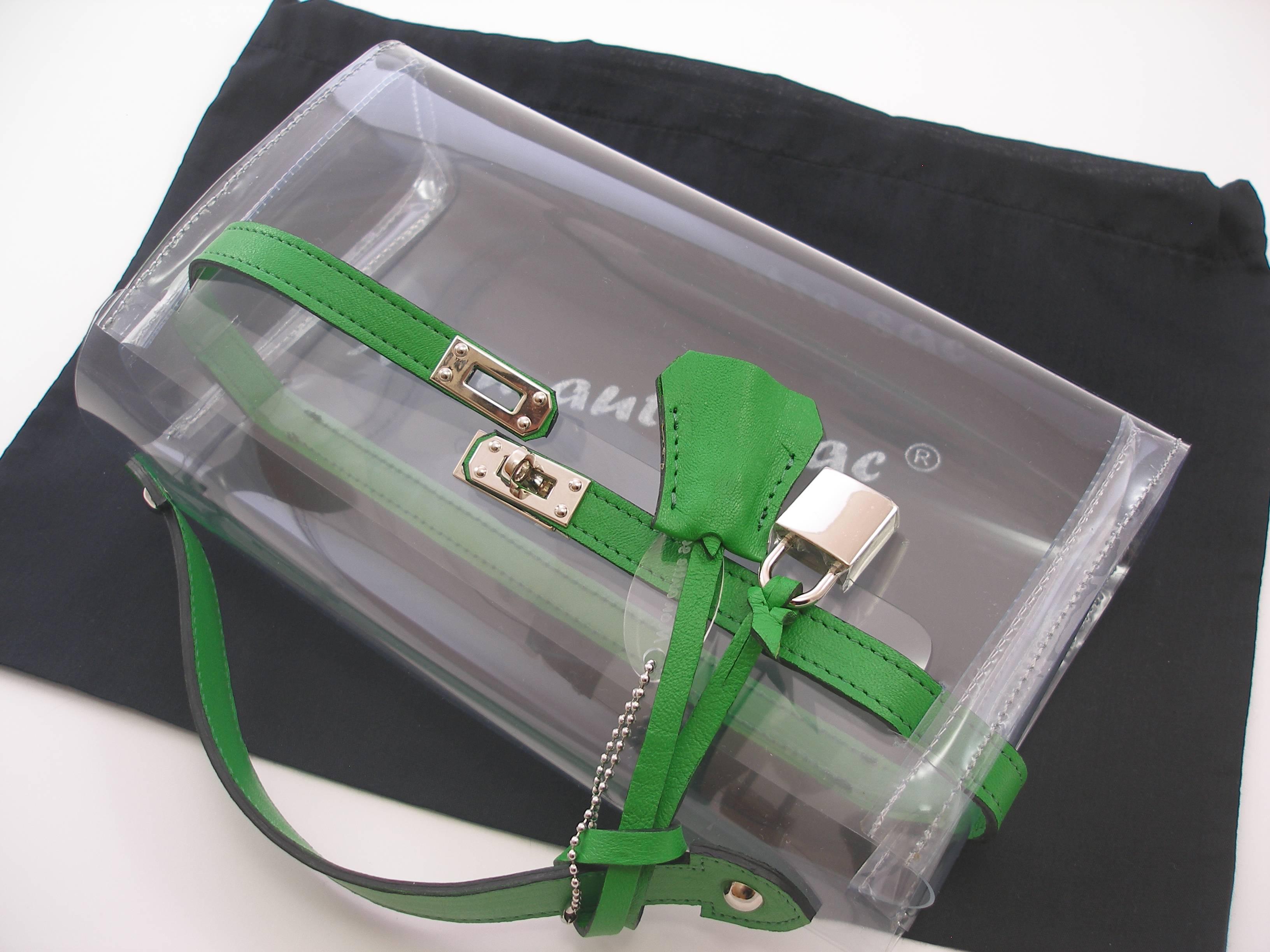 ORIGINAL Mon Autre Sac ® Clutch Crystal Pvc and Green leather / Brand New  1