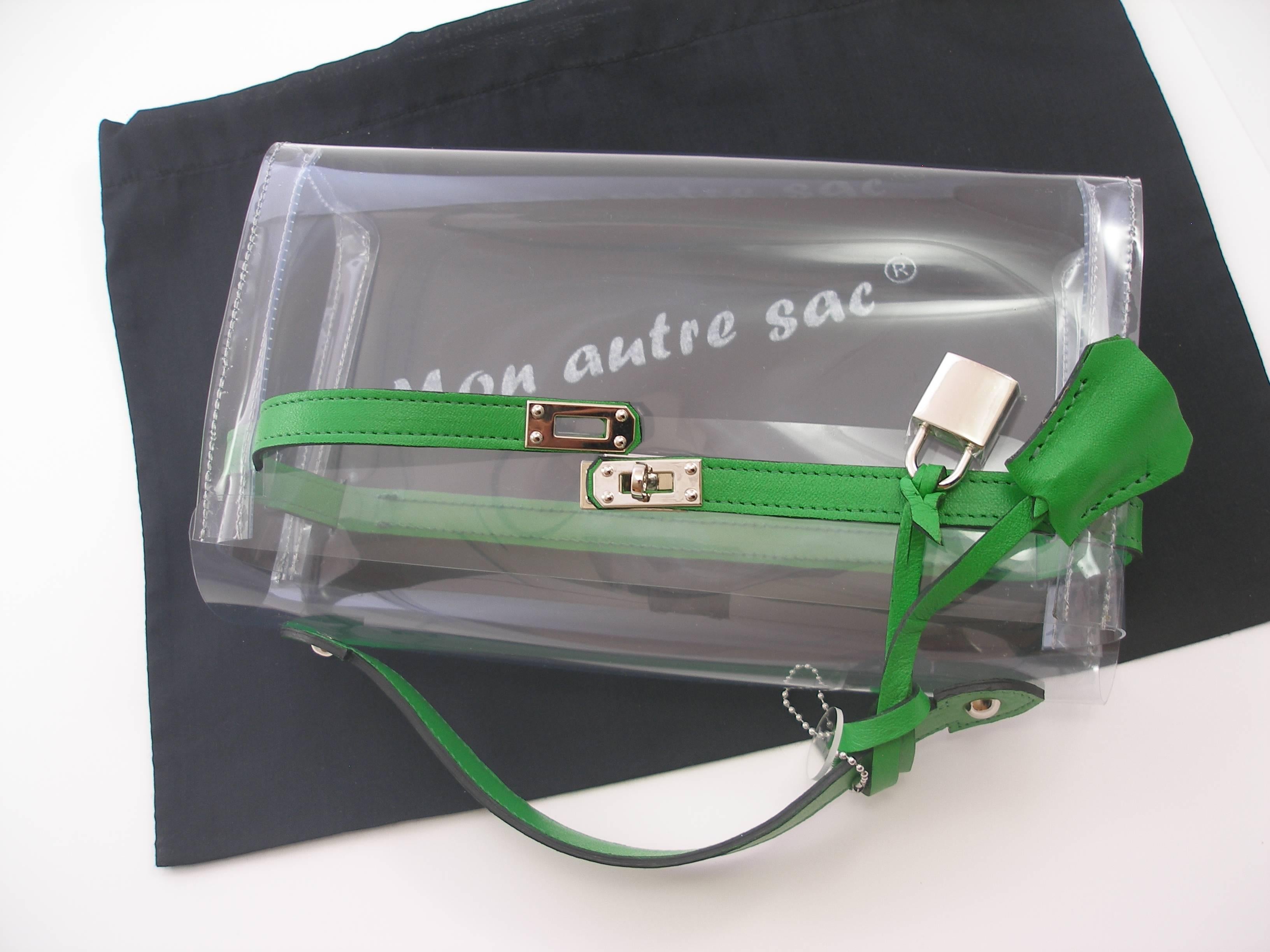 ORIGINAL Mon Autre Sac ® Clutch Crystal Pvc and Green leather / Brand New  3