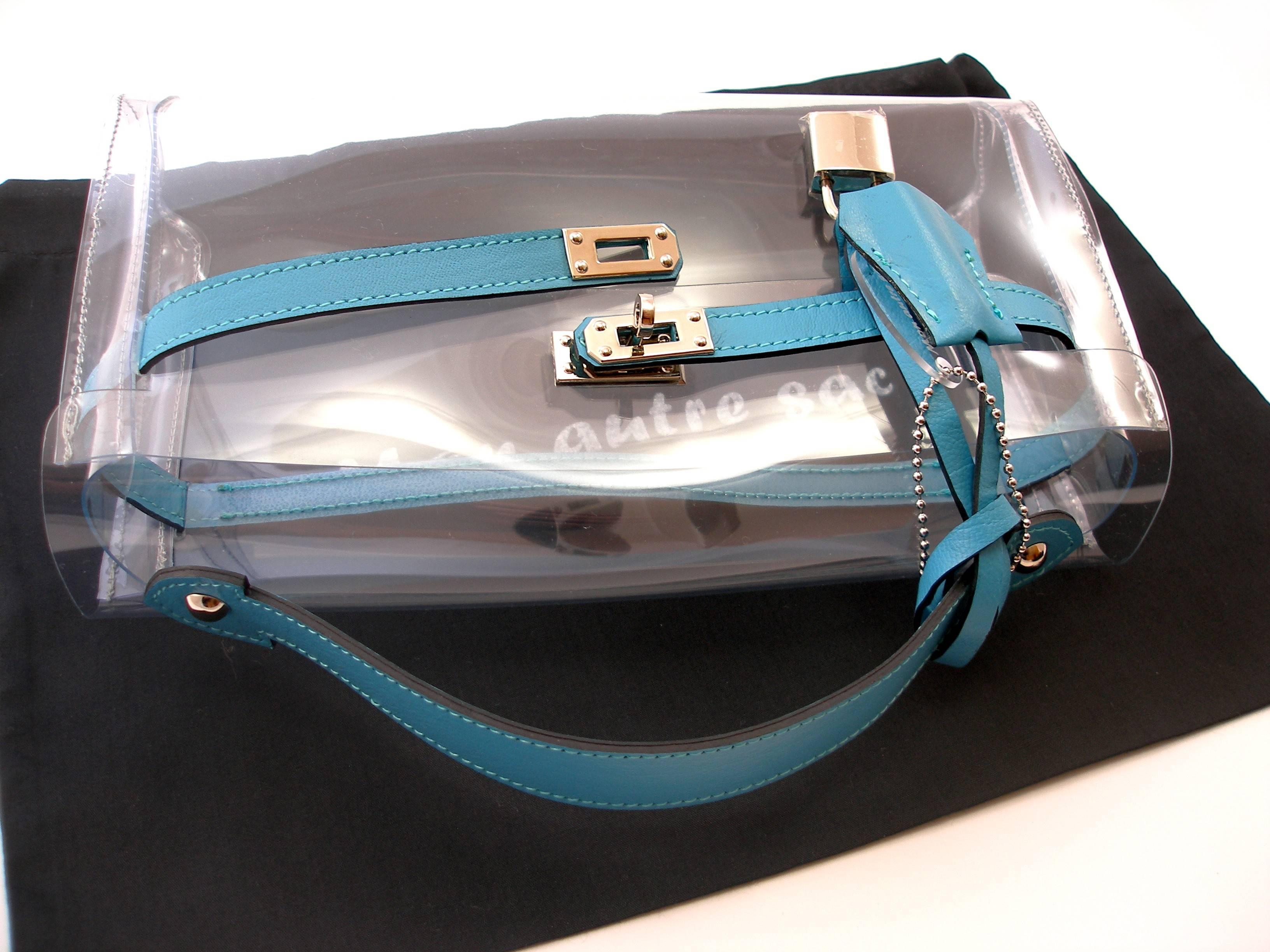 ORIGINAL Mon Autre Sac ® Clutch Crystal Pvc and Bleu leather / Brand New  In New Condition In VERGT, FR