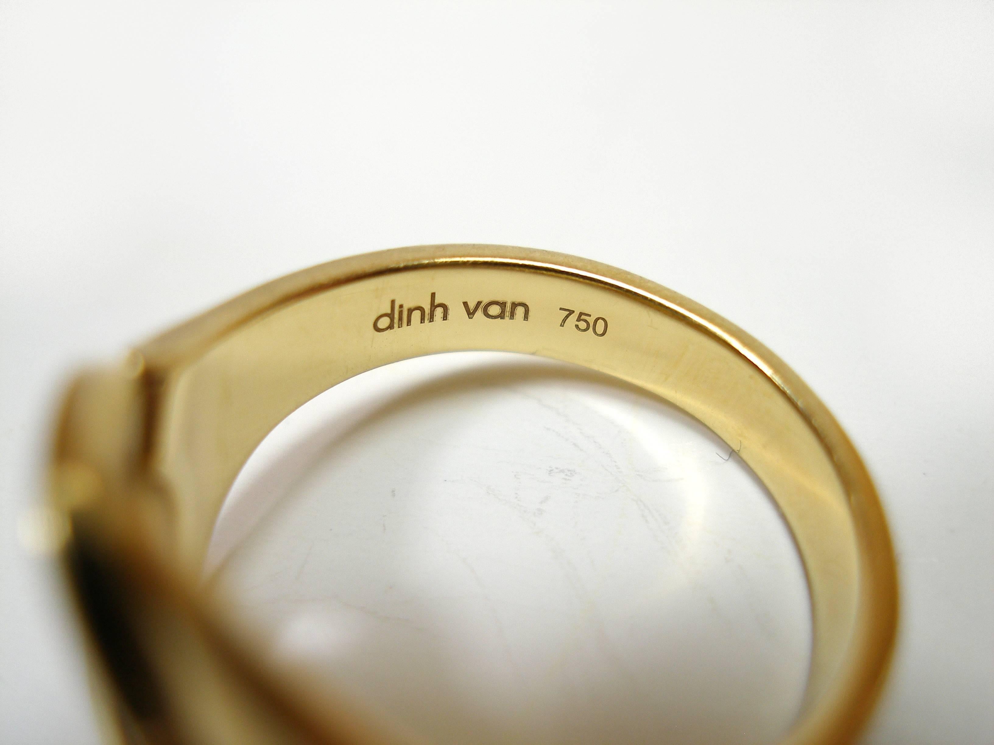 Dinh Van Paris 18K Yellow Gold  Menottes R12 Ring Size 54/55  2