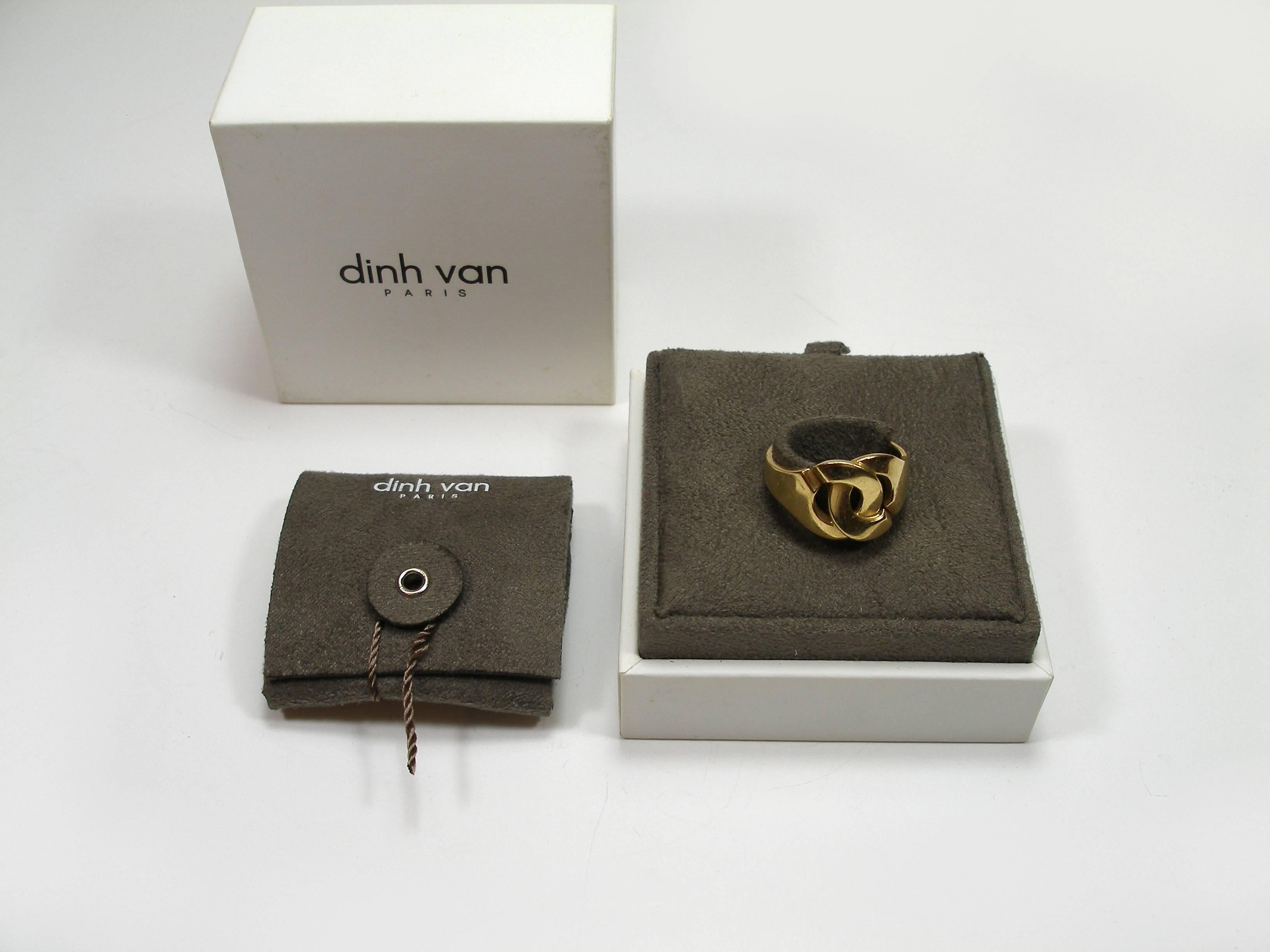 Dinh Van R12 / 1.2 cm 
Gold Yellow 750 
Size : 54/55 or 14/15
Signed inside 
Please note for this purchase : 
Ring with micro scratches of use
Ring to be polished by a jeweler 
Its comes with DV box 
Taxes and customs fees are included 
Thank you