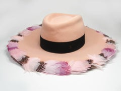 Rare Chanel CC Logo Rabbit Felt Hat and Feather Size M  / Like New