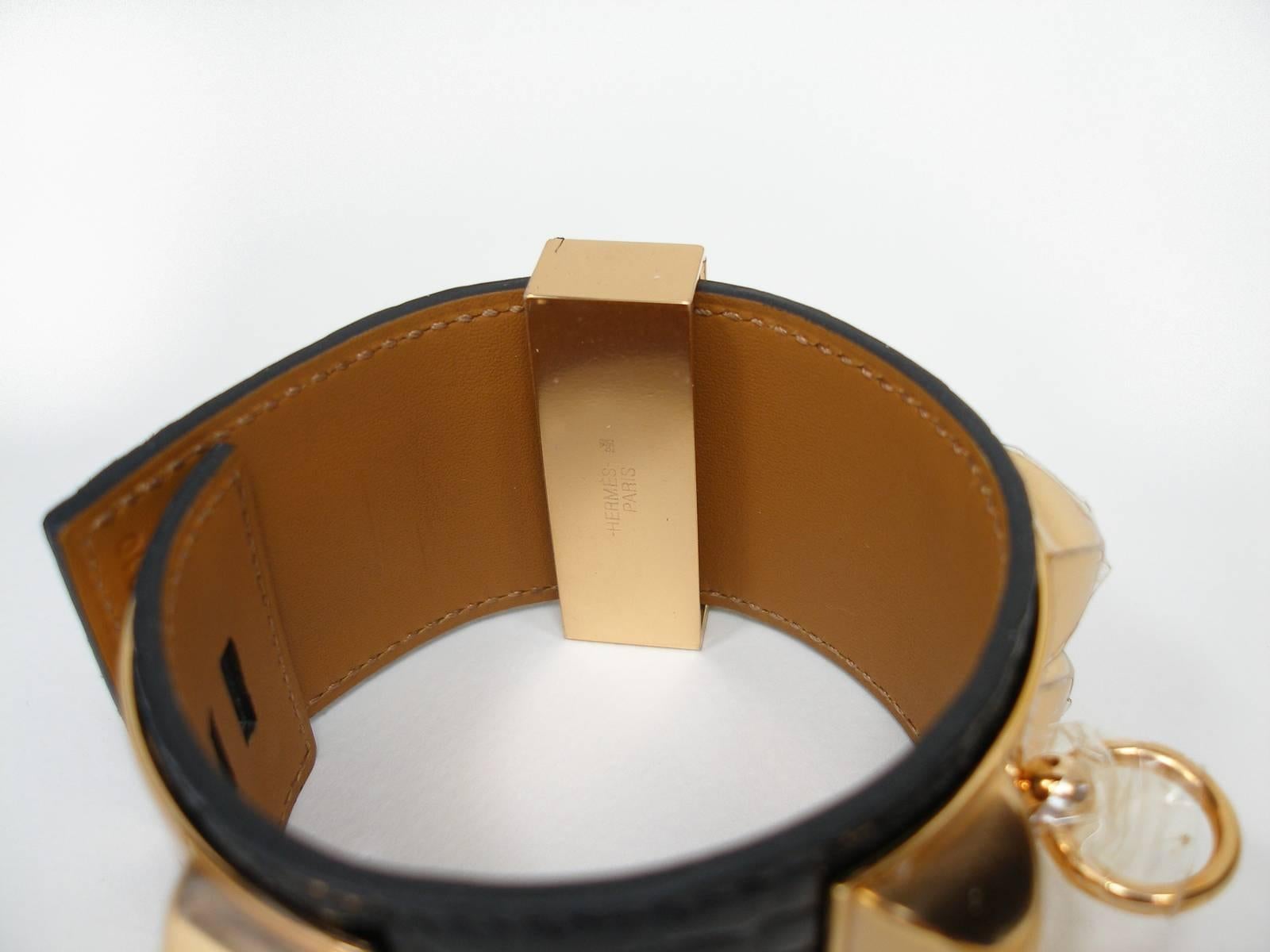 Women's or Men's Hermès Bracelet CDC Collier de Chien Alligator Black Gold Hardware / Brand New 