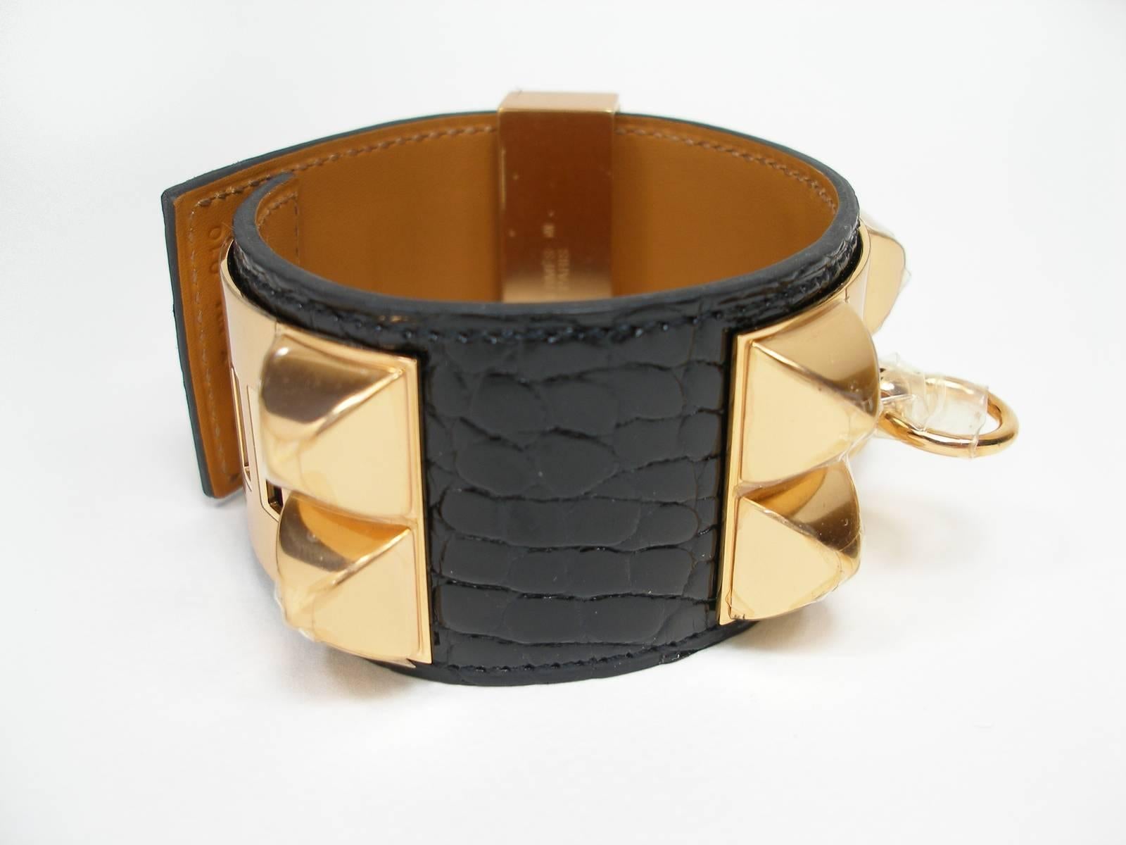 Hermès Bracelet CDC Collier de Chien Alligator Black Gold Hardware / Brand New  In New Condition In VERGT, FR