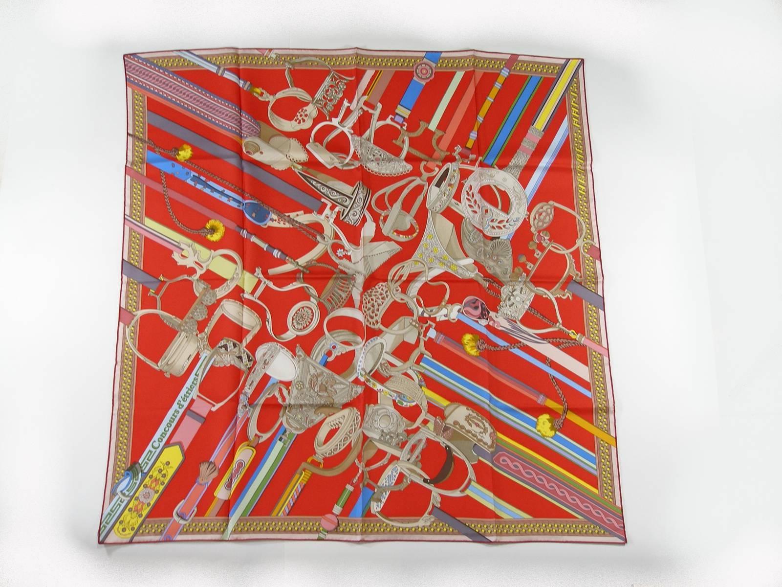 Hermès Scarf Concours d'Etriers By Virginie Jamin Silk twill 90 cm / Brand New  In New Condition In VERGT, FR