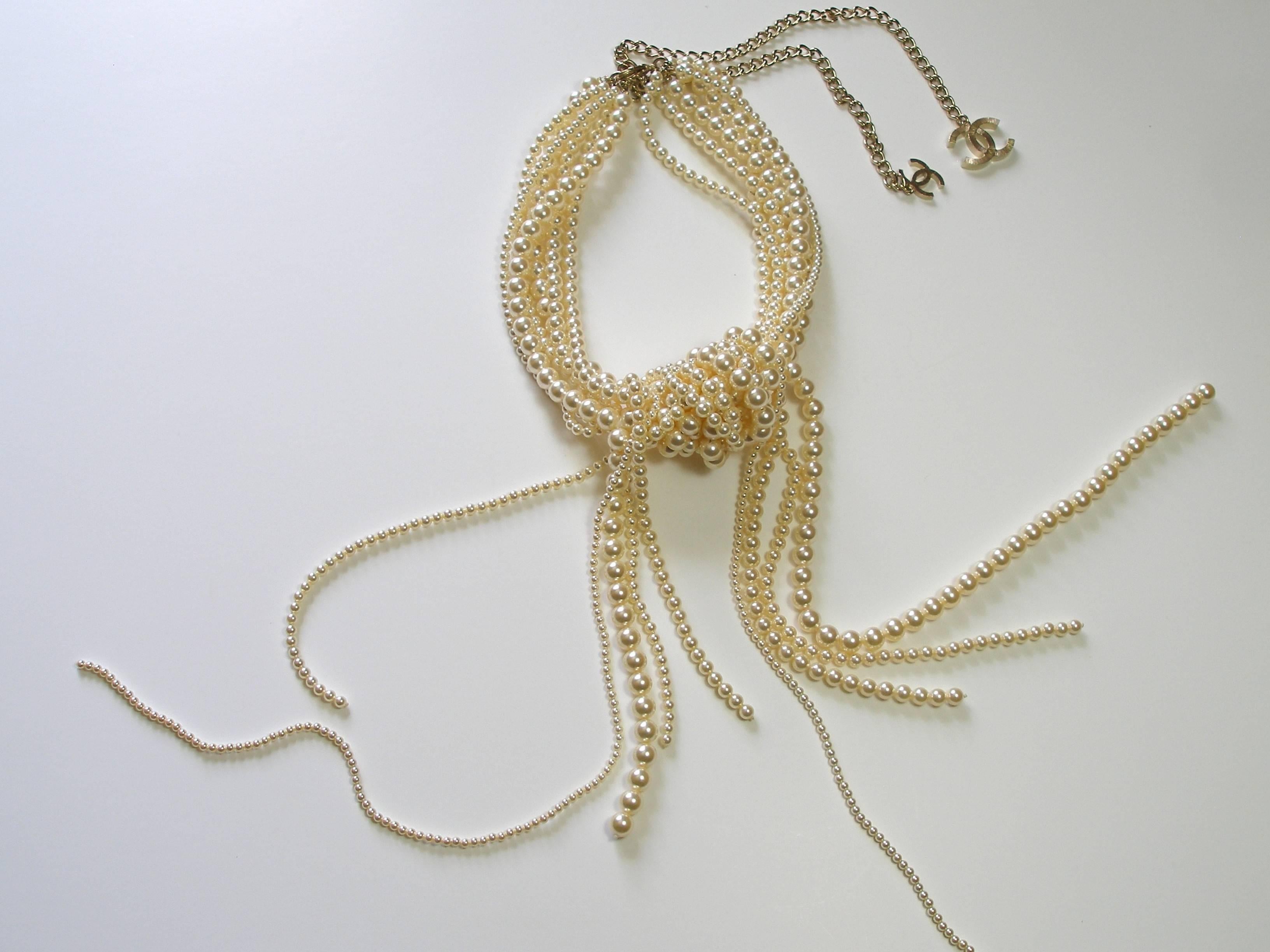 Chanel Pearl multi strand Waterfall Necklace Runway collection 2