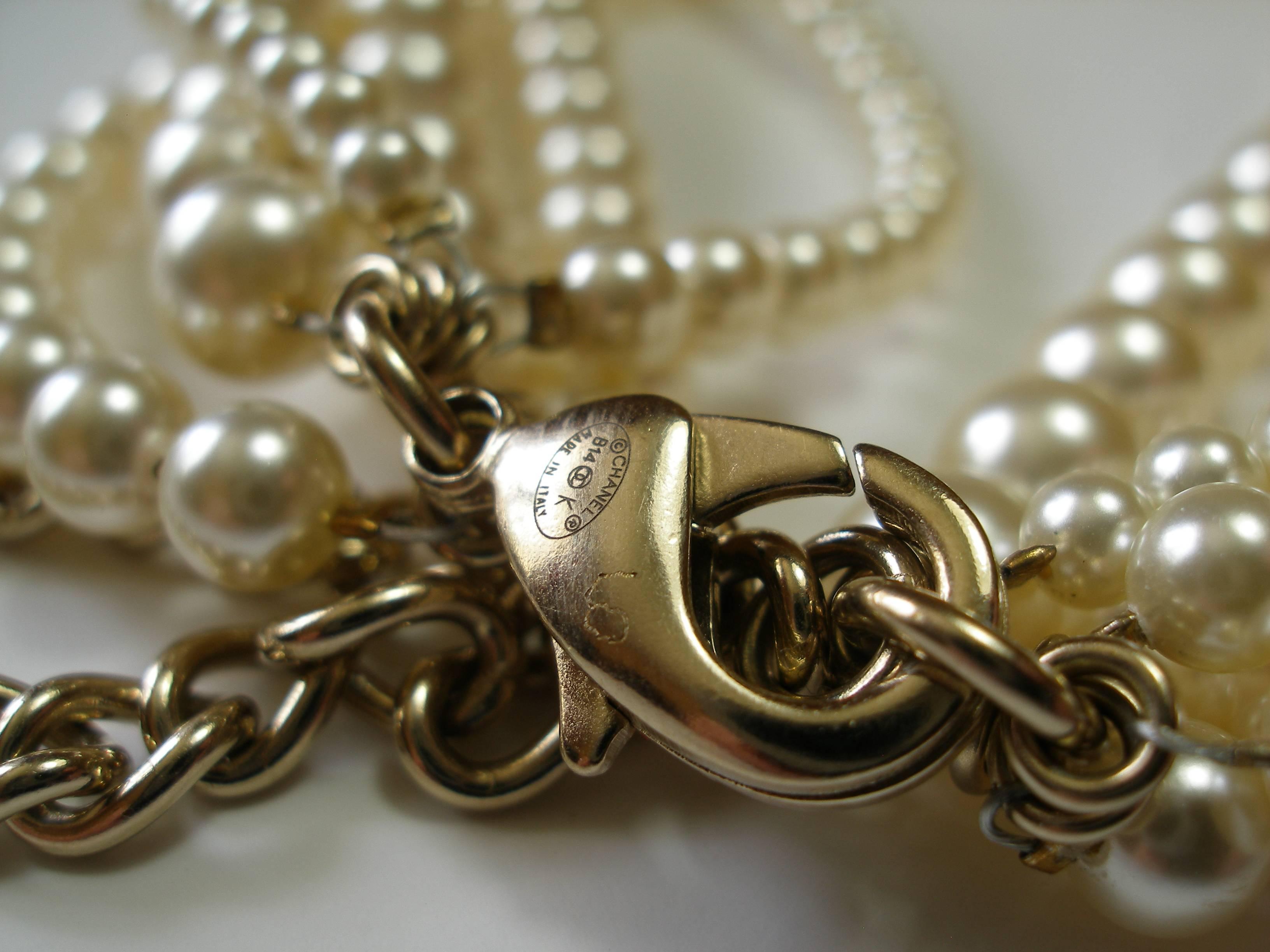 Chanel Pearl multi strand Waterfall Necklace Runway collection 3