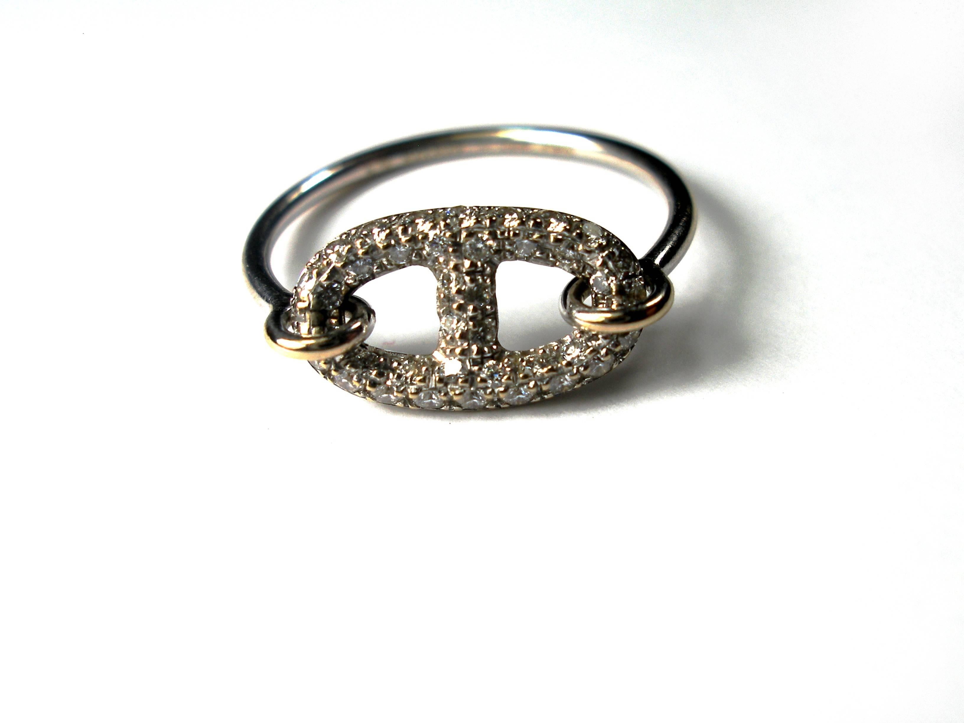  HERMES Ring Diamond and 18K White Gold Chaine D'Ancre 2