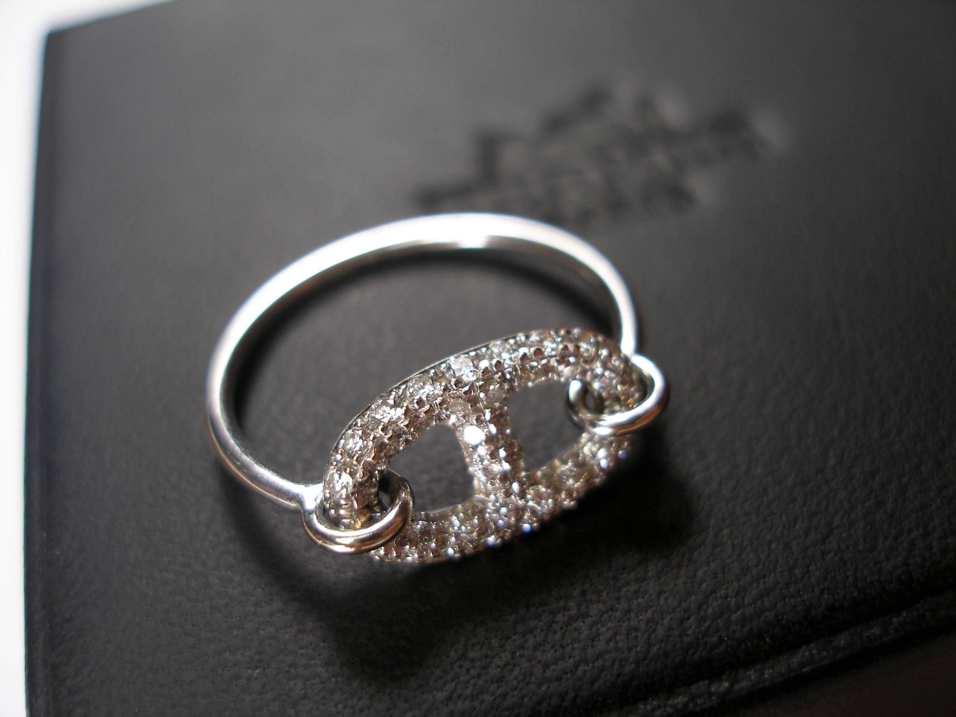  HERMES Ring Diamond and 18K White Gold Chaine D'Ancre 3