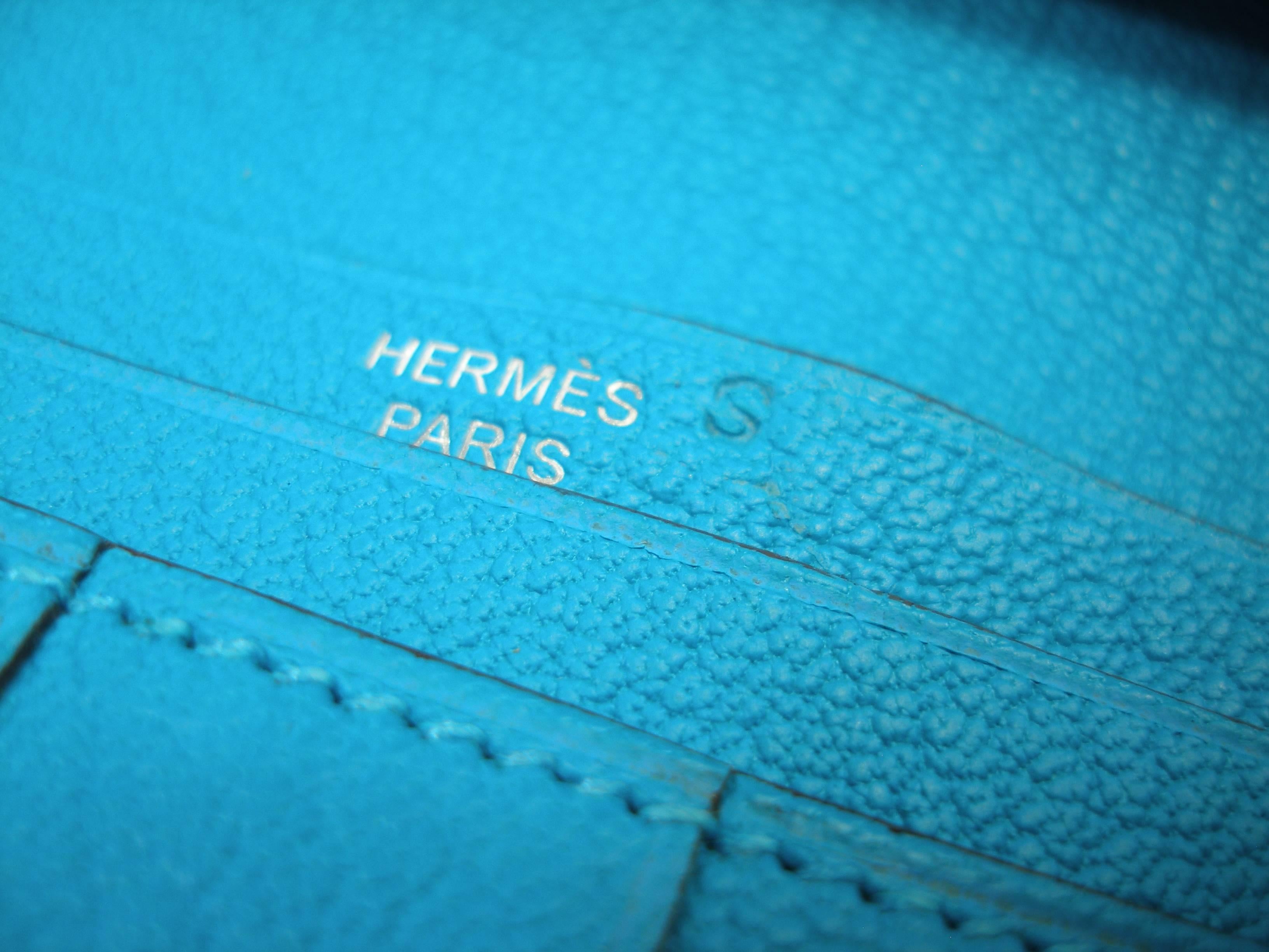 Women's or Men's Hermès Béarn Wallet Mysore Leather bleu aztéque / Brand New 